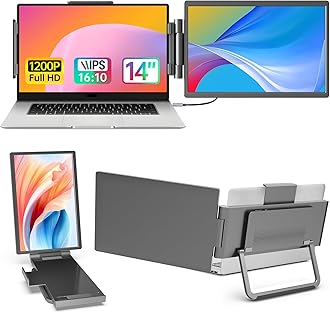ForHelp 14‘ FHD 1200P IPS Portable Laptop Screen Single Right Side Expandable Monitor, Designed for 13-17’ Laptops USB-C, HDMI Interface. Compatible Devices PC, Mac, Windows, Android, Switch and PS5