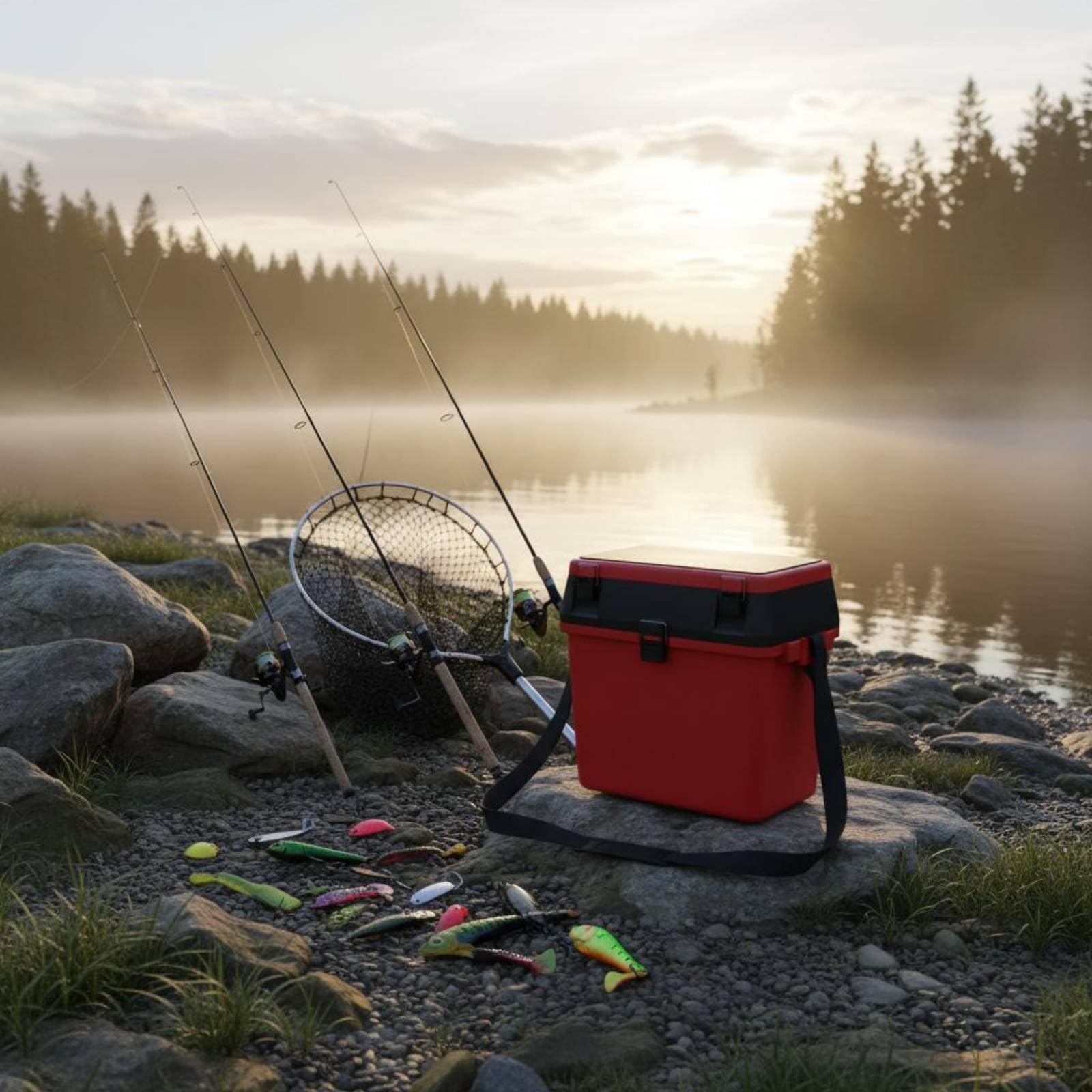 perfeclan Contenedor de Almacenamiento de Pesca Caja Organizadora Cubo Maletín Tapa Reforzada Como Asiento Correa de Hombro Adecuado para Pesca Deportiva Ribera, Azul