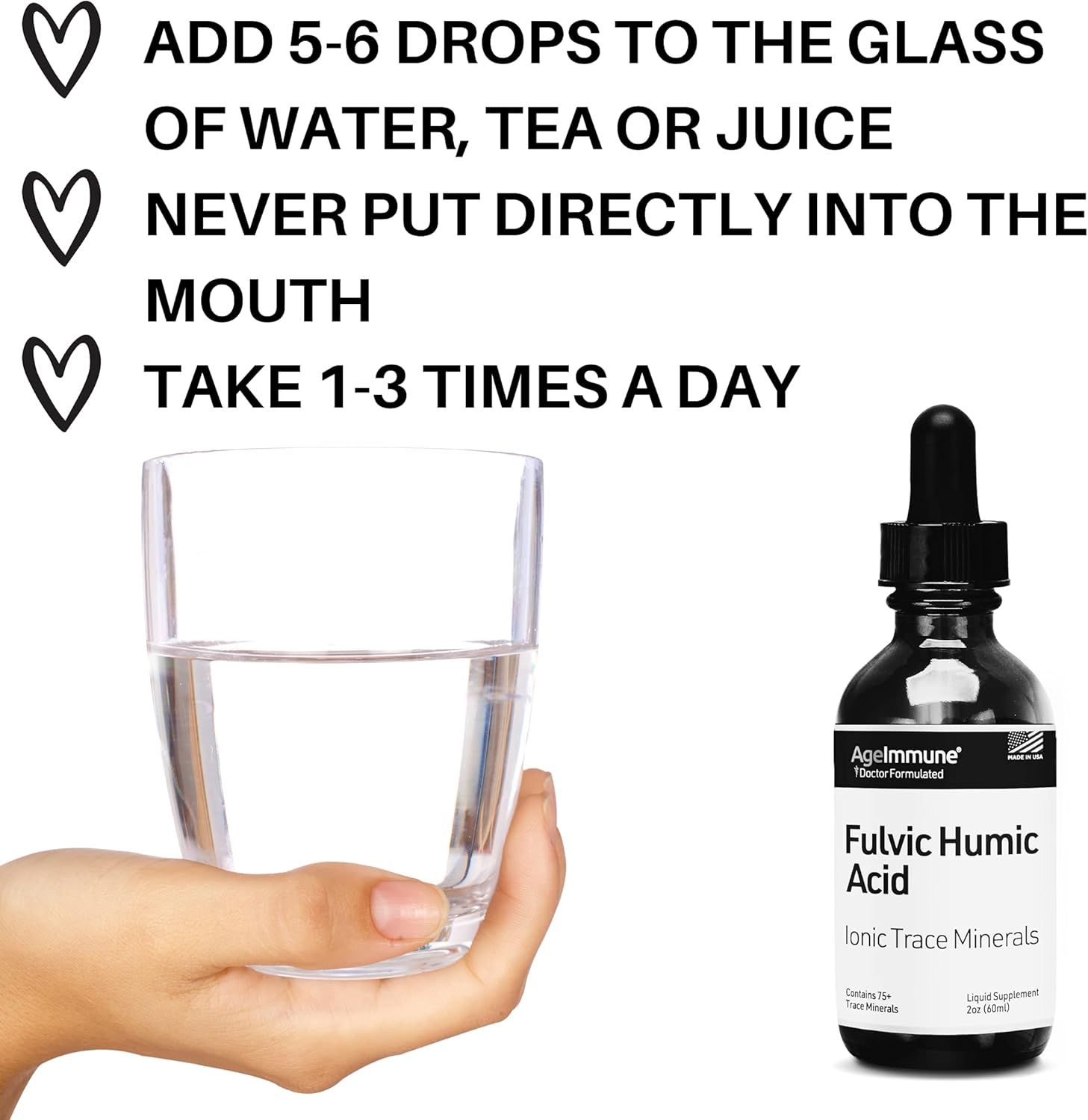 Fulvic Humic Acid Ionic Trace Minerals Liquid Supplement. Plant Derived Blend, Contains Over 75 Trace Minerals. 240 Servings. Concentration 250%. : Health & Household
