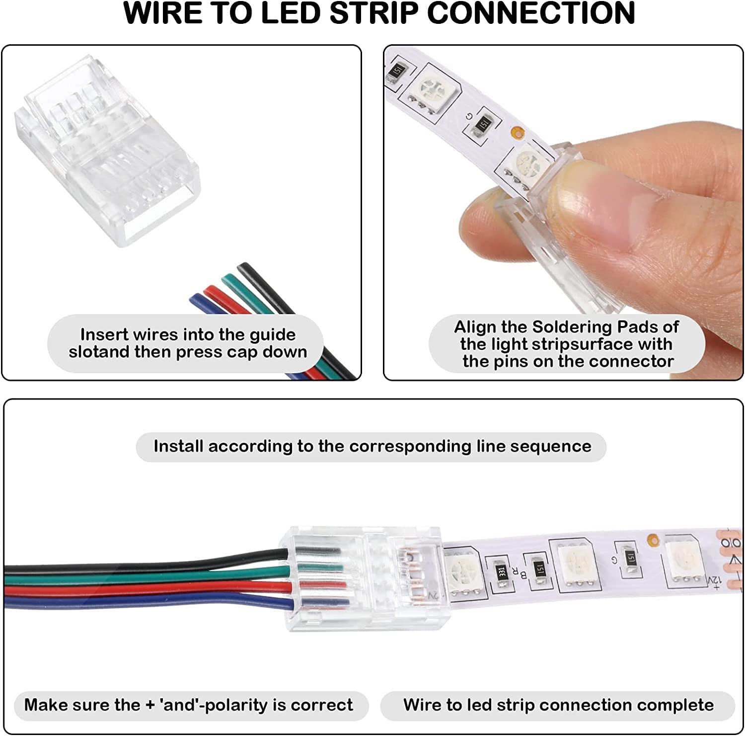 Cavo Prolunga LED 5m 4 Pin 22AWG Con Connettori - Kit Per Strisce LED 5050 3528 RGB, 10mm - Foto 5
