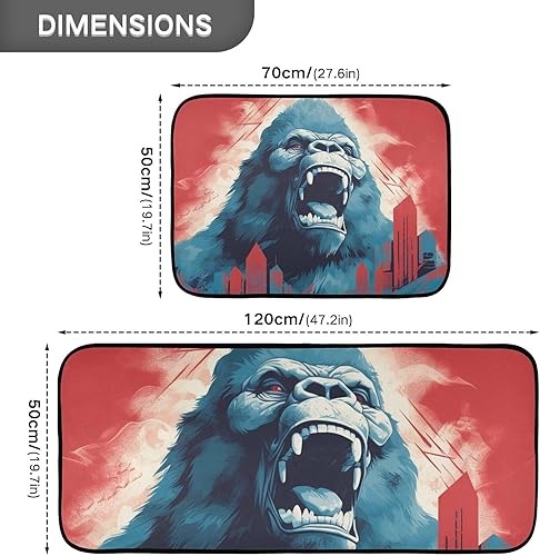 Miniatura 3 de Kitchen Mats for Floor 2 Piece Set Huge Gorilla Print, Anti Skid Cushioned Water Absorbent Kitchen Rugs Door Mat Floor Mats for Kitchen Sink