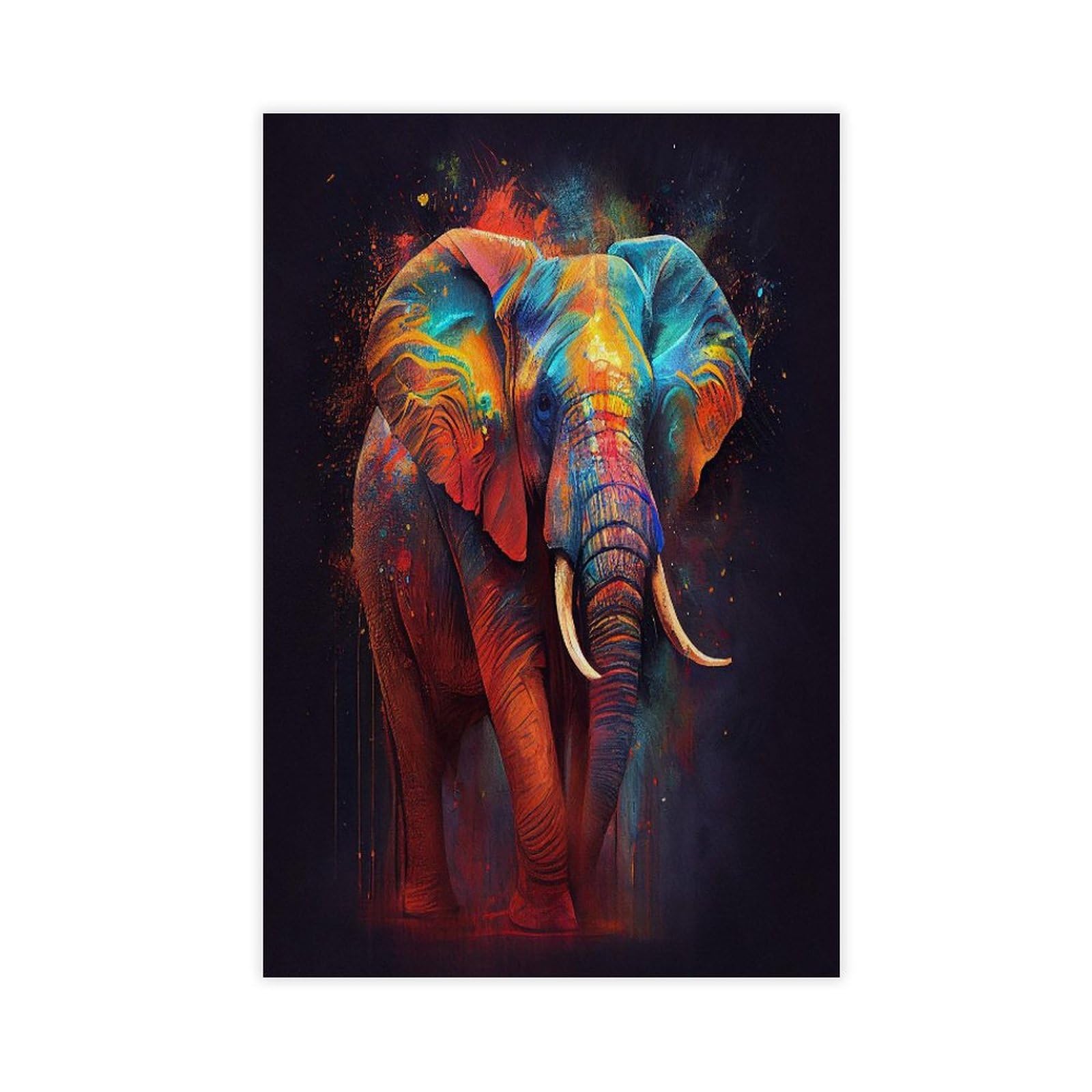 Bareronor Watercolour Elephant Poster Canvas Poster Bedroom Decor Landscape Office Room Decor Gift 24" L X 36" W