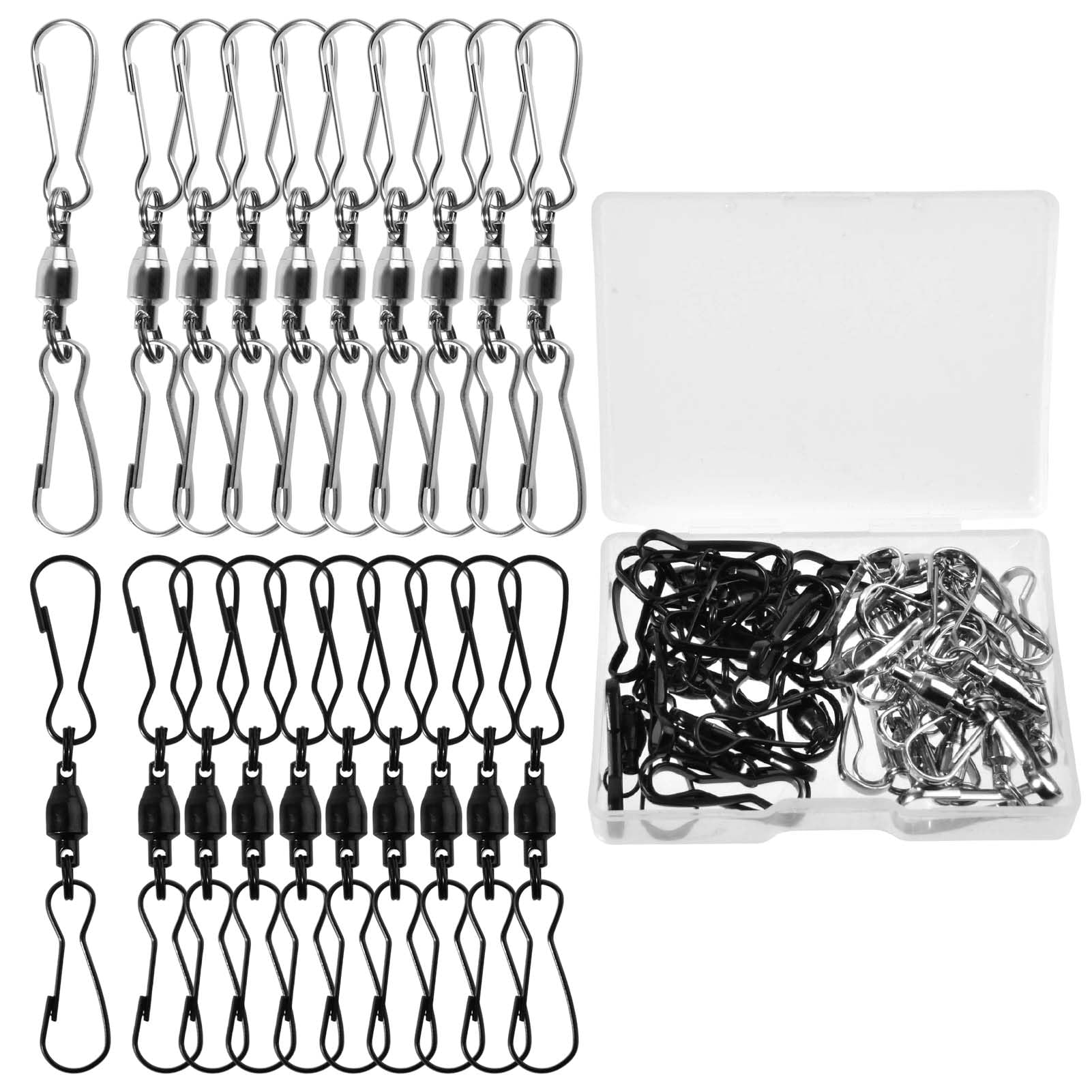 INJOYTEC 20PCS Dual Swivel Clip Wind Spinner Hooks, Stainless Steel 360 Degree Rotating Windsock Clips Suitable for Spinning Windsocks, Kites, Flower Pots, Bird Feeders, Flags(Black, Sliver)