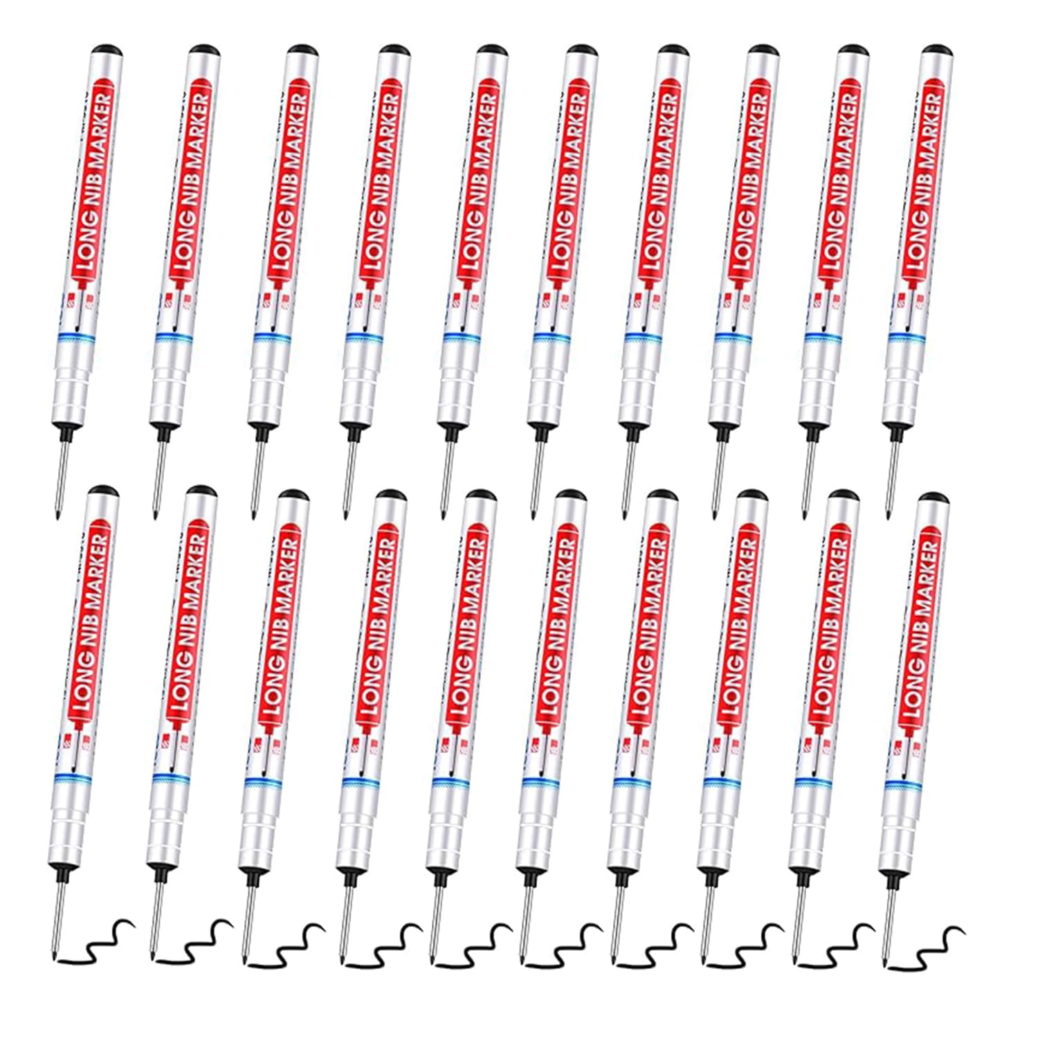 YLYDMY 20 Pieces Deep Hole Marker Pens,20 mm Long Head Deep Hole Marker Pen,Woodworking Markers,Marking Tool for Permanent Marking of Hard To Reach Areas