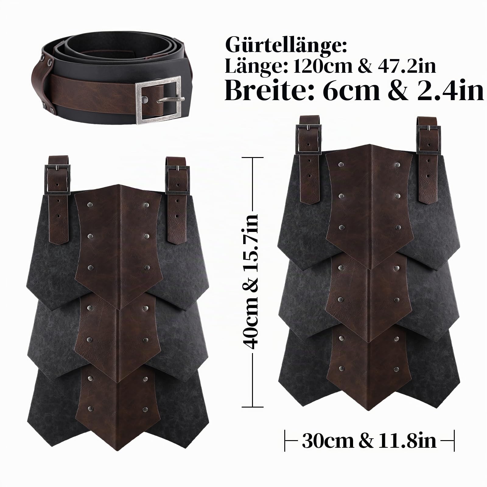 HiiFeuer Mittelalterliche Kunstleder breite Gürtel Oberschenkelpanzer, Retro Double Sides Taille Rüstung, Söldner&Ritter Rock Rüstung für LARP