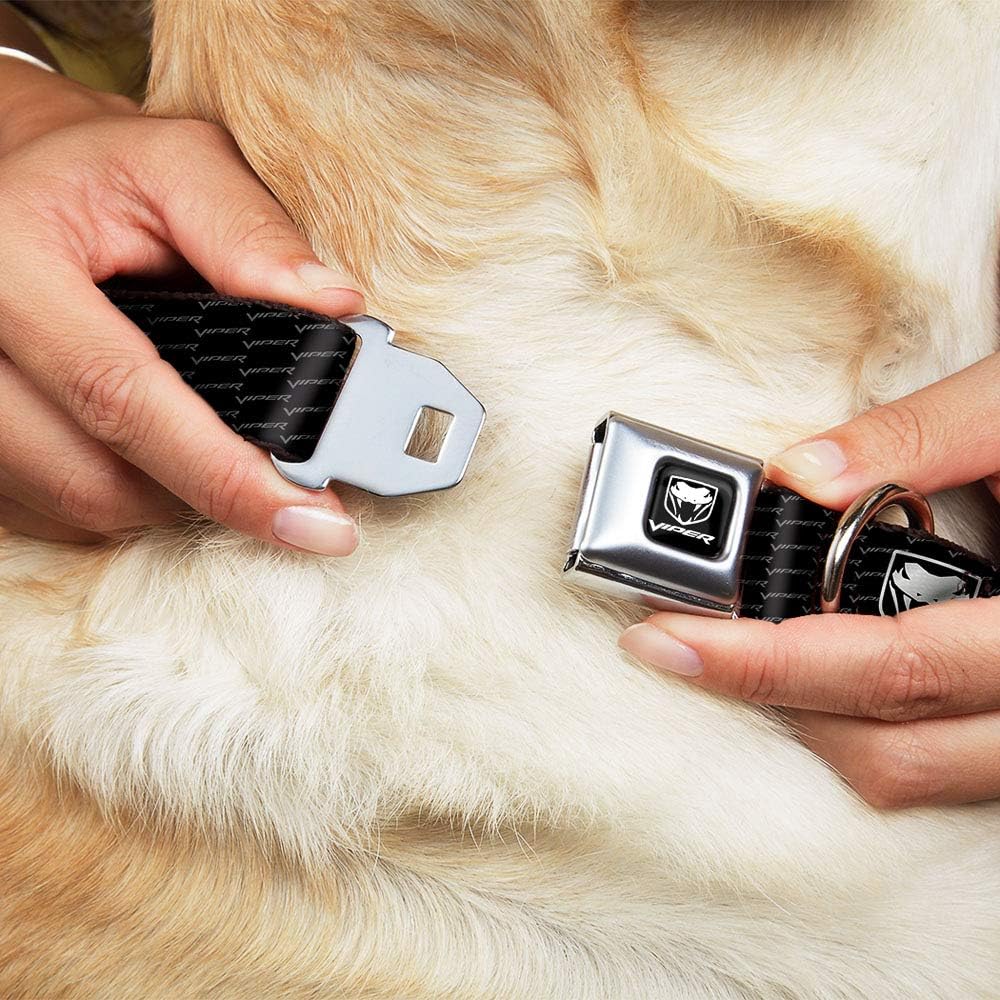 Buckle-Down Seatbelt Buckle Dog Collar - Dodge Viper REPEAT w/Text - 1" Wide - Fits 15-26" Neck - Large
