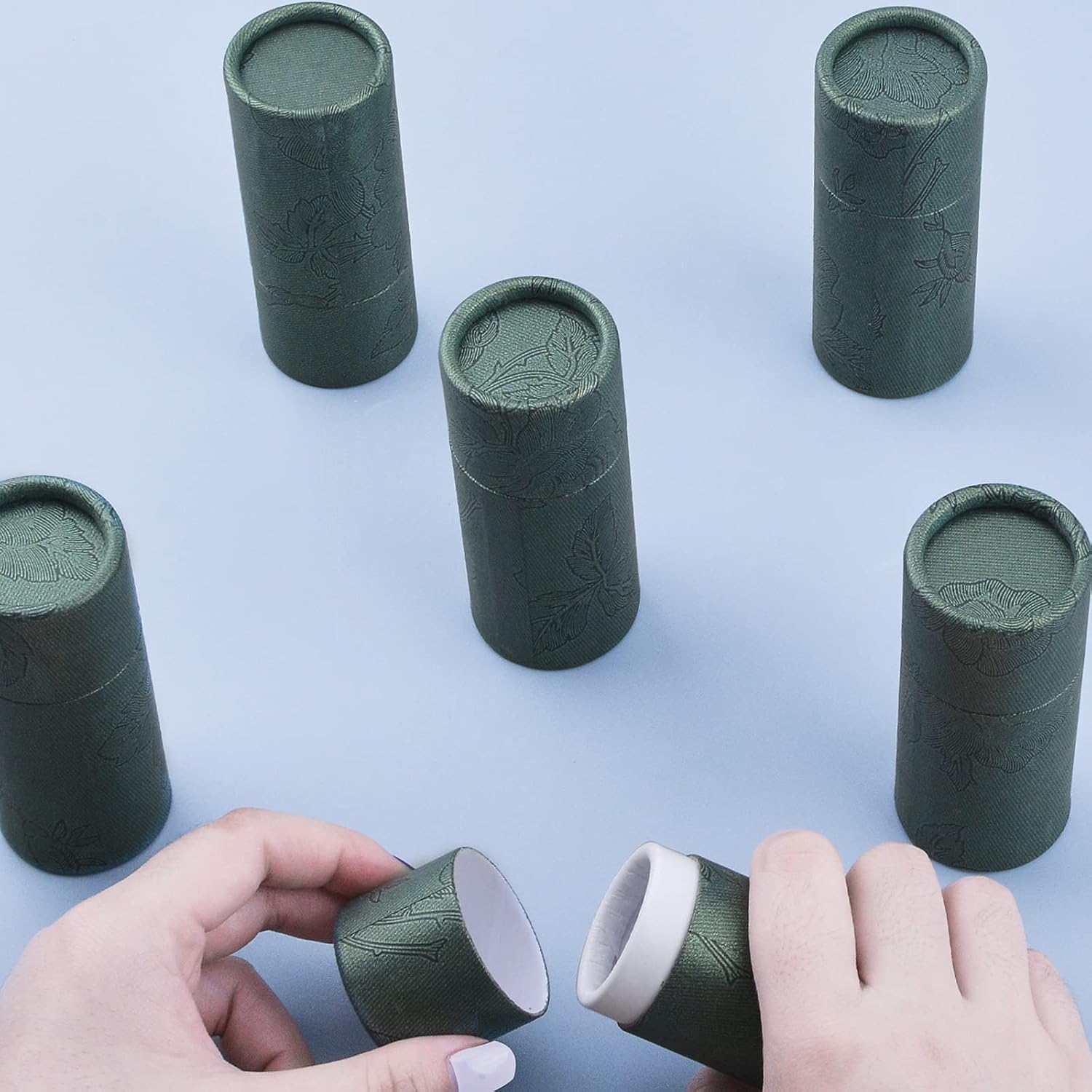 WANDIC Green Kraft Paperboard Tubes, 12 Pcs Round Kraft Paper Containers for Tea Coffee Crafts Gift Packaging Non-Push (10ml - Image 4