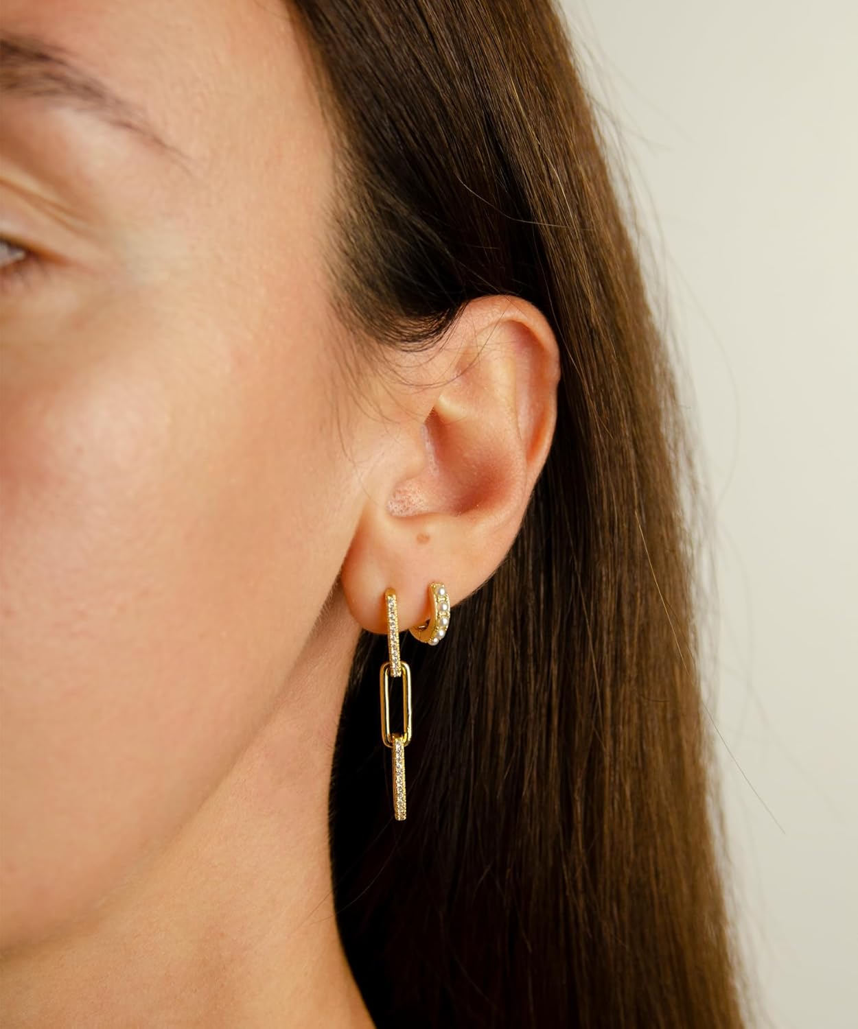 LAVLA Pearl Huggie Earrings | 14k Gold Plated or Silver Small Tiny Pearl Hoop Earrings For Women - Image 4