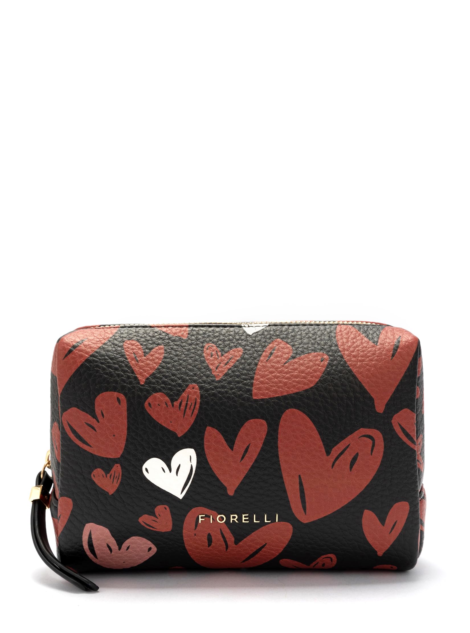 Siera Cosmetic Case, Makeup Travel Bag, for Toiletries & Cosmetics, Faux Leather, Scattered Heart Print