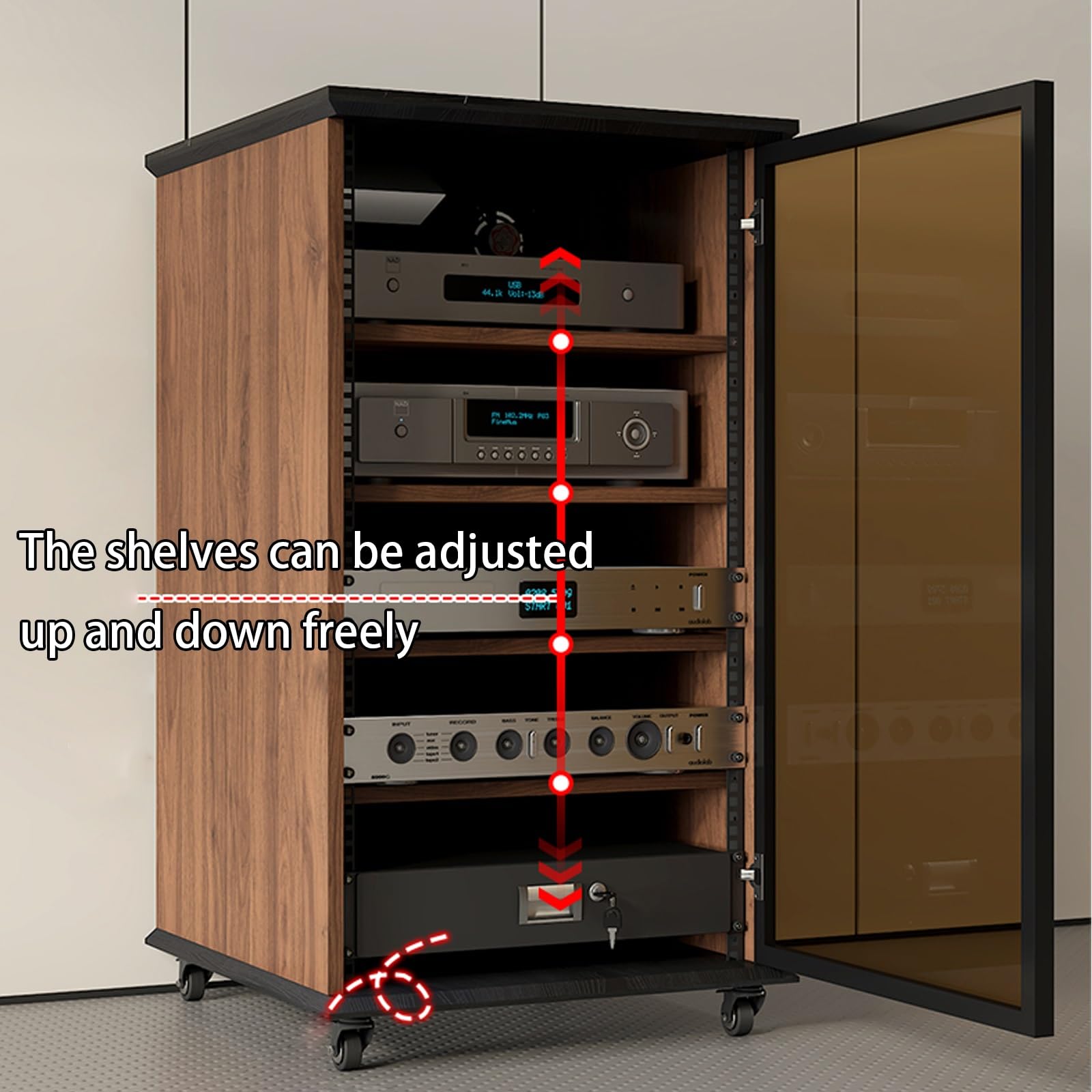 Nero AV Media Stand Audio Rack Cabinet 81.5cm Stereo Component Storage Elegante Mobile multimediale per Home Theater Soluzione di archiviazione audio moderna