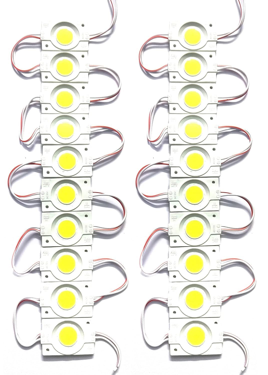 pack of 20 (white) dc 12 volt 2.4 watt coin shape led module light lamp bulb multipurpose use for home, temple, bike, car decoration diy projects, hobby kit, prong