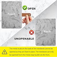 Vista 5 de FYY - Cuaderno de 6 anillos de piel sintética con bolsillos, divisores y papel de recarga, agenda de tamaño A5, color gris marmolado