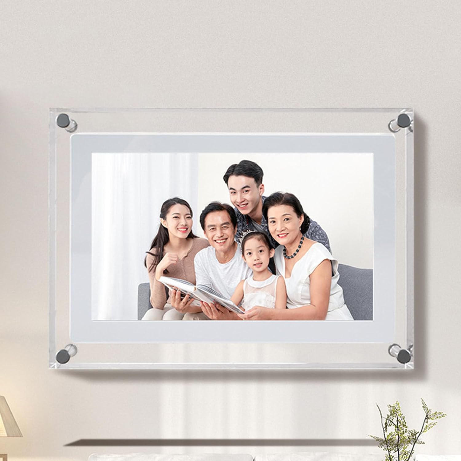 Screen Digital Photo Frame with Clear Acrylic Design, 7 inches