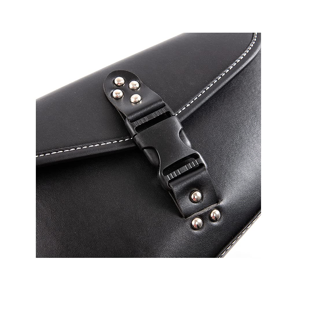 Bolsa Lateral para Motocicleta Alforjas de Cuero PU Bolsa de Herramientas Negra Lado Derecho