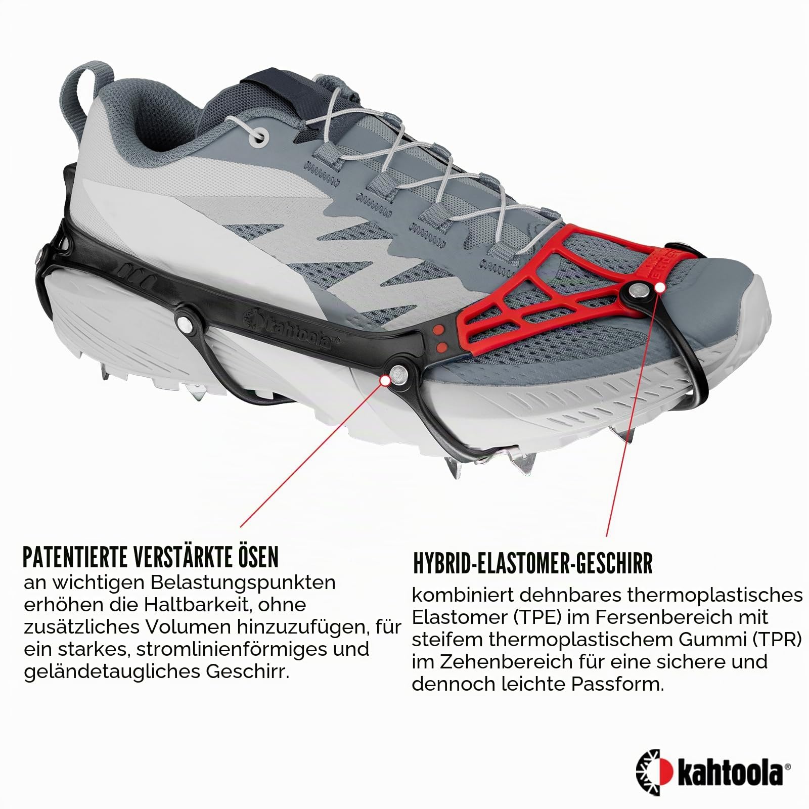 Kahtoola MICROspikes Ghost Winterschuhe Traktion, ultraleichte Eisgriffe mit 12 Spikes für Trail Running, Wandern & Walking auf eisigem & gemischtem Gelände