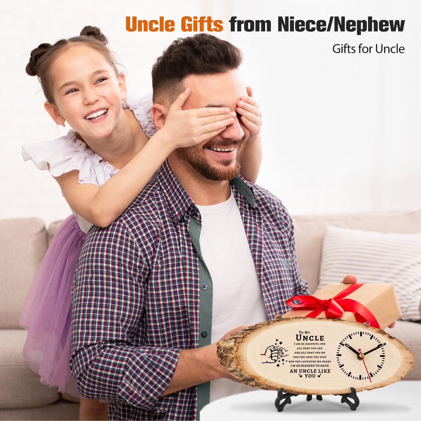 BeauGift Uncle Gifts, Wooden Clock Gifts for Uncle from Niece Nephew, Best Uncle Ever Gifts Idea for Birthday Fathers Day Christmas