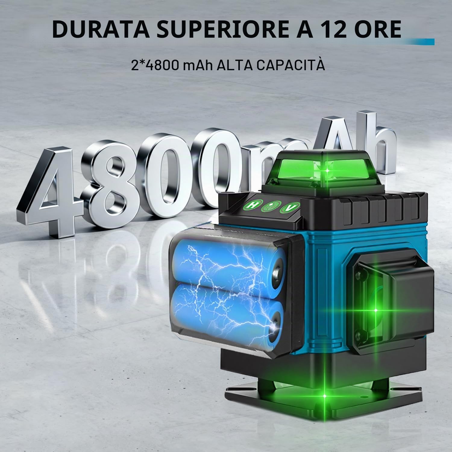 VOBOR Livella Laser con Treppiede, 4D 16 Linee Verde Livello Laser Autolivellante 360 con 2 x 4800mah Batteries, Telecomado, per Lavori Costruzione e Decorazione D'interni
