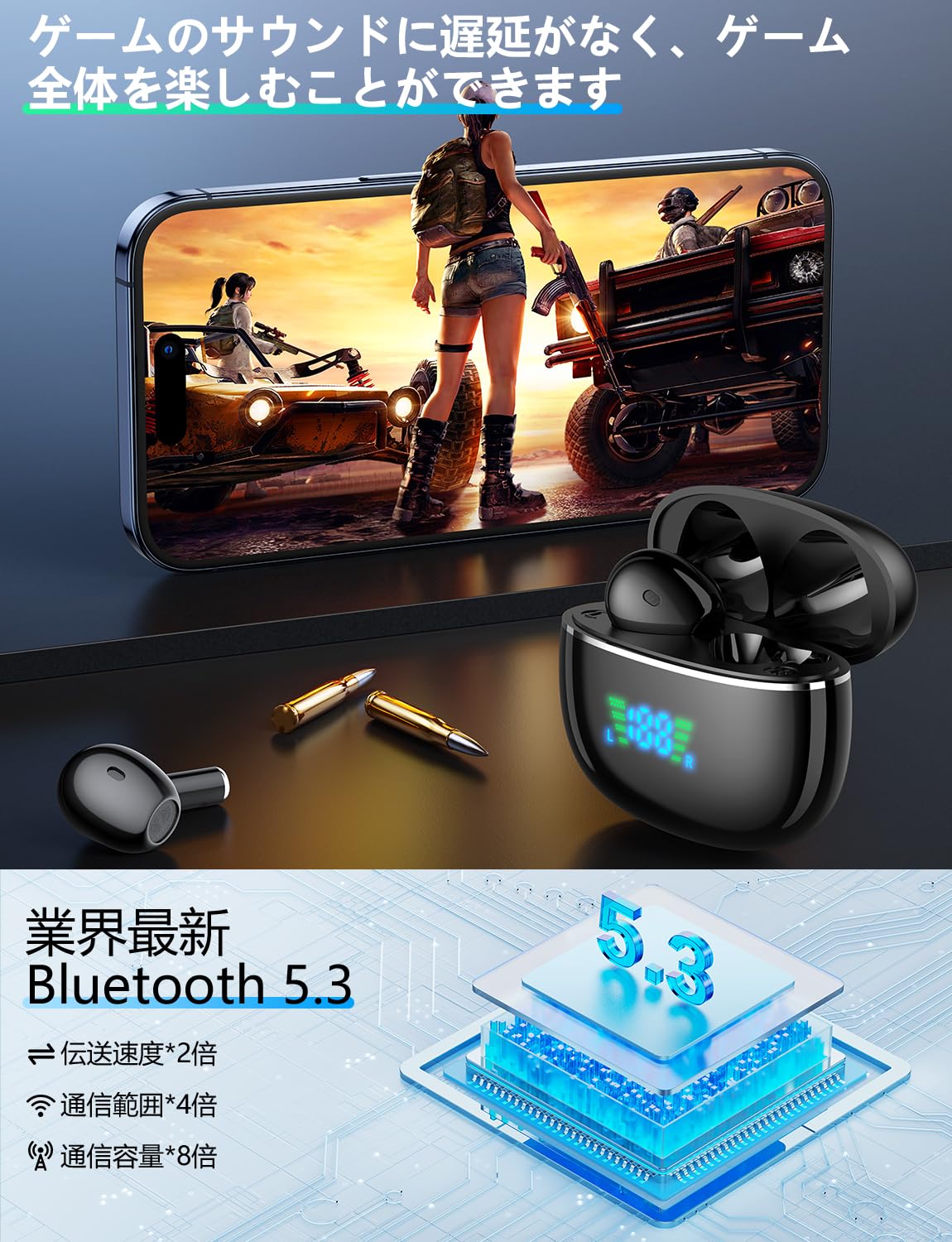 Amazon.co.jp: 【ワイヤレスイヤホン】ワイヤレスイヤホン bluetooth
