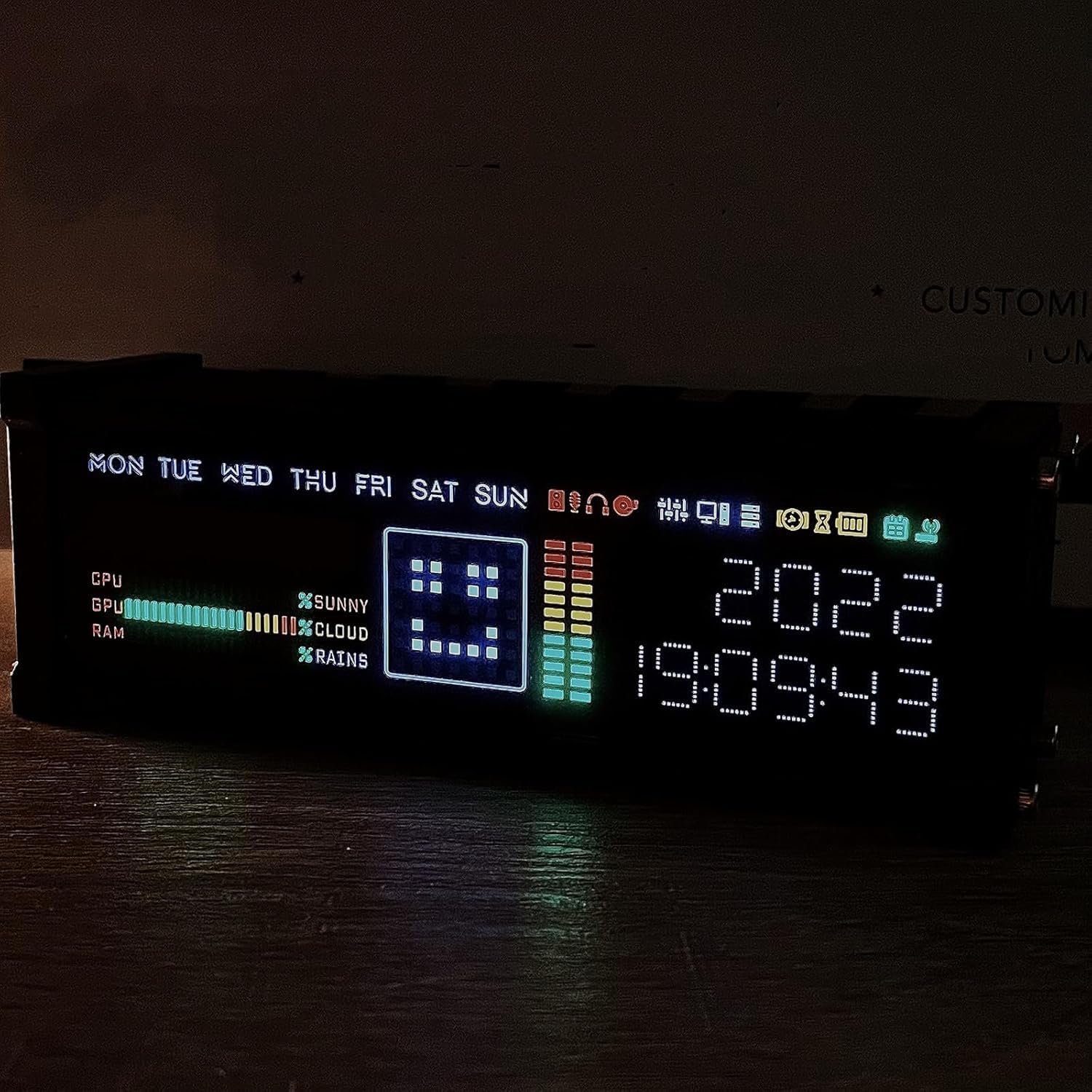 Elektroniczny Zegar Z Fluorescencyjną Rurką, Przezroczysty Zegar Fluorescencyjny LED, Dekoracje Na Biurko Z Funkcją Matrix Spectrum Z Możliwością Dostosowania Wzorów Matrycy Punktowej Do Domu