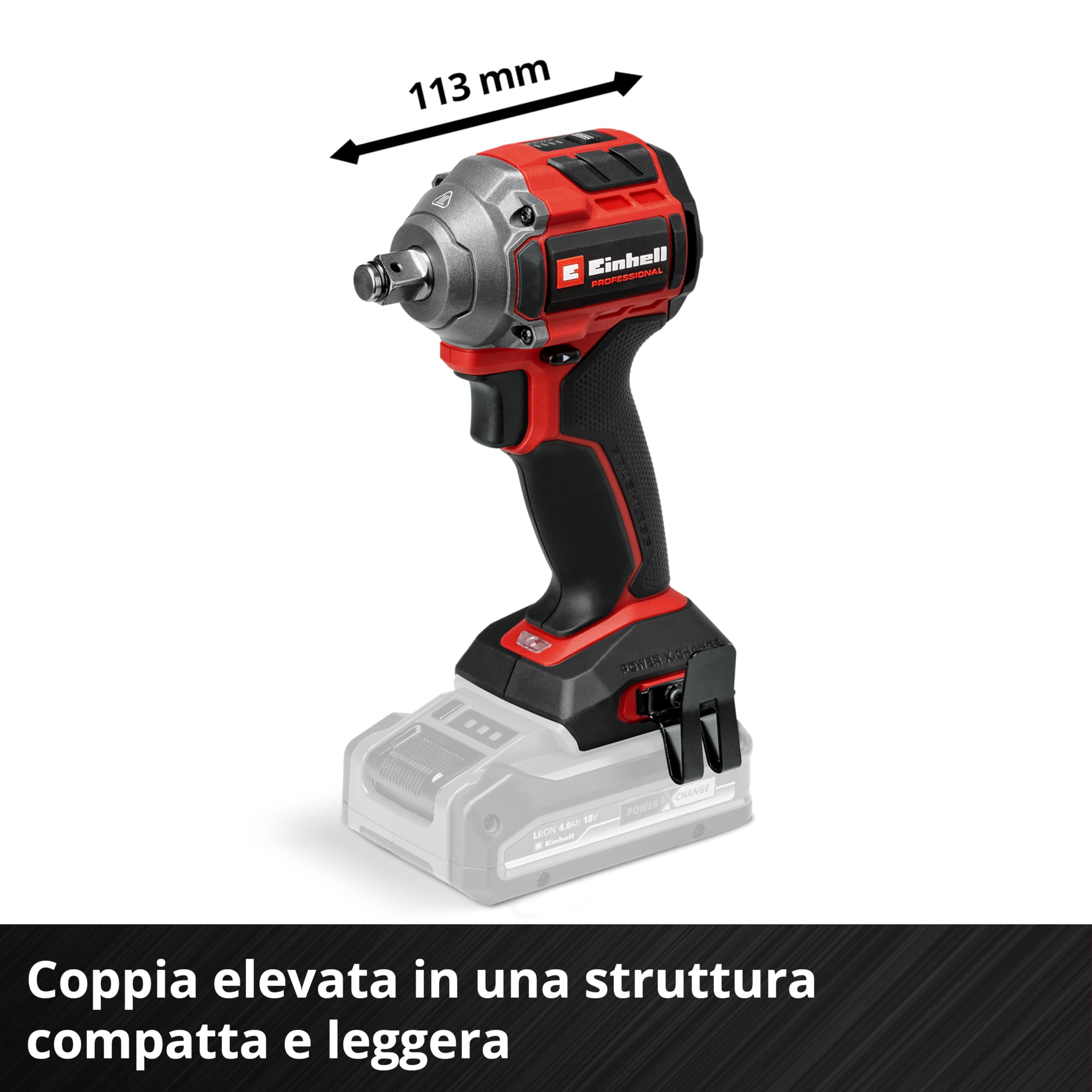 Einhell Professional Trapano a percussione a batteria TP-CW 18/260-C Li BL-Solo PXC (18 V, coppia 260 Nm, funzione di arresto automatico, Brushless, mandrino esagonale, batteria esclusa)