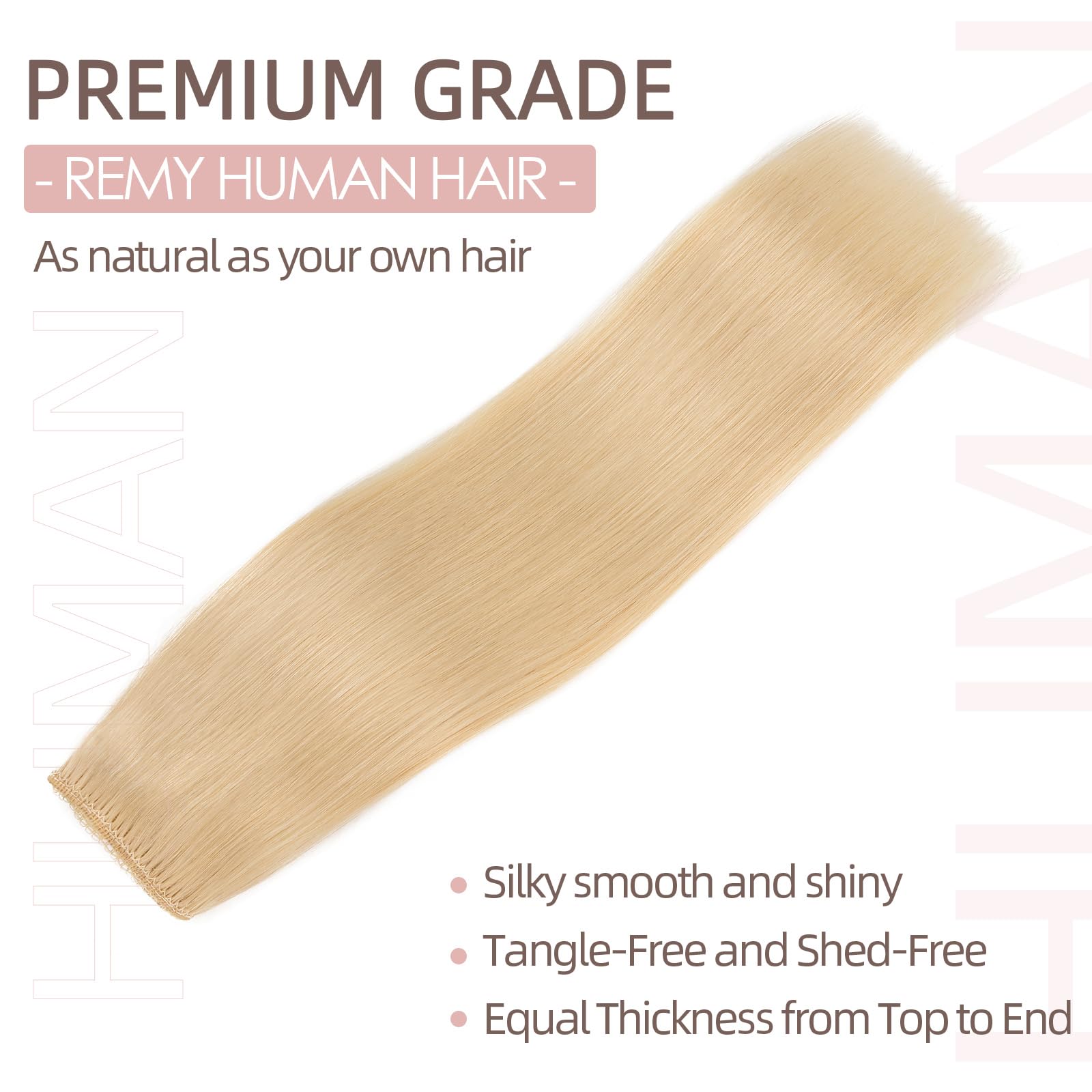Silk-co Secret Wire In Hair Extensions With Clip Invisible Remy Human Hair One Piece Straight Natural Invisible Adjustable Secret Wire Hairpiece Extensions 12 Inch-55g #60 Platinum Blonde - Image 4