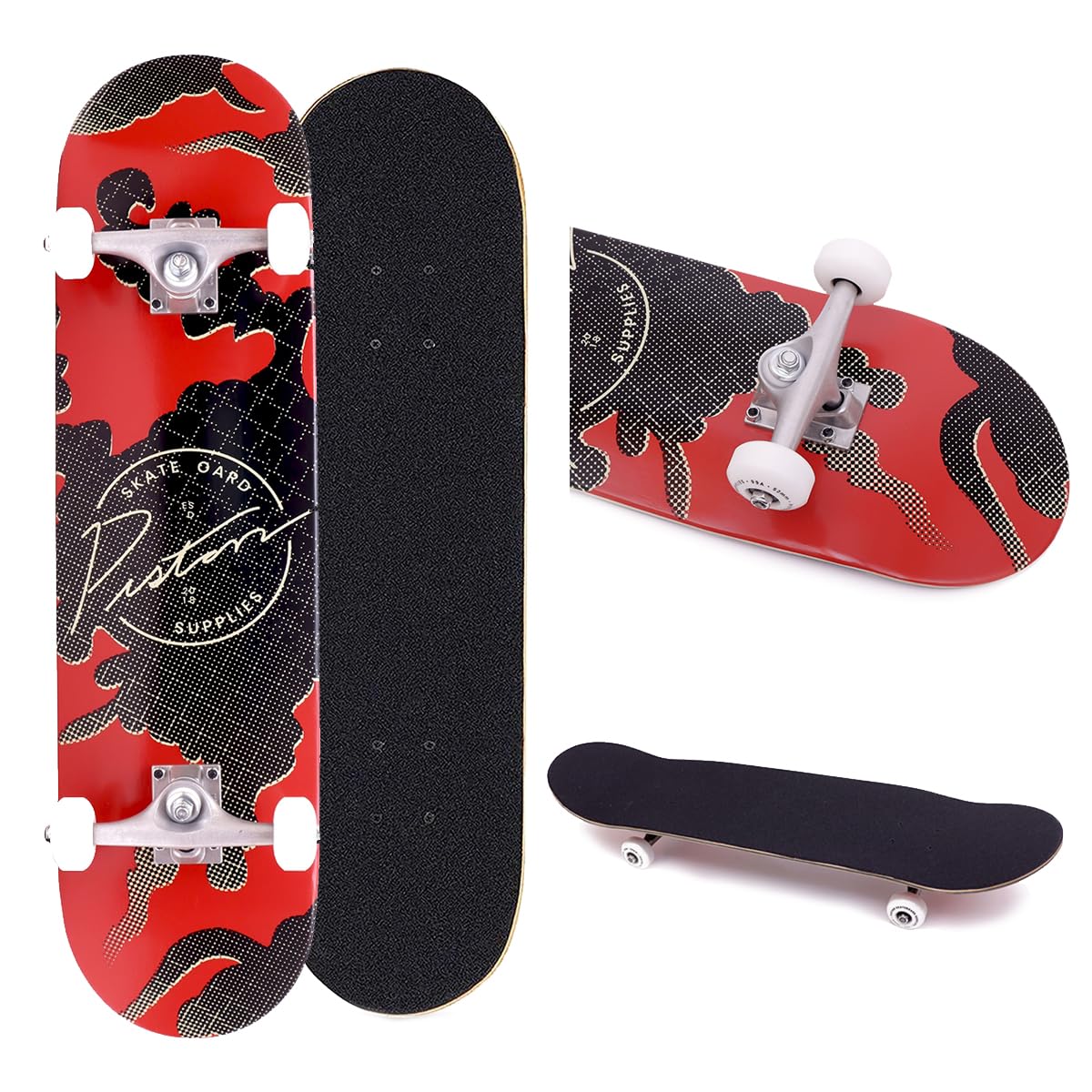 Piston 7 PLY Hardrock Maple Cloud Complete Skateboard I Double Kick - Tail Deck I Medium Concave I Street Truck I 52 * 30mm 99A High Rebound Wheels I OS780# Black Griptape I Size - (7.75 * 31.5) (B0C393QD62) Amazon Price History, Amazon Price Tracker