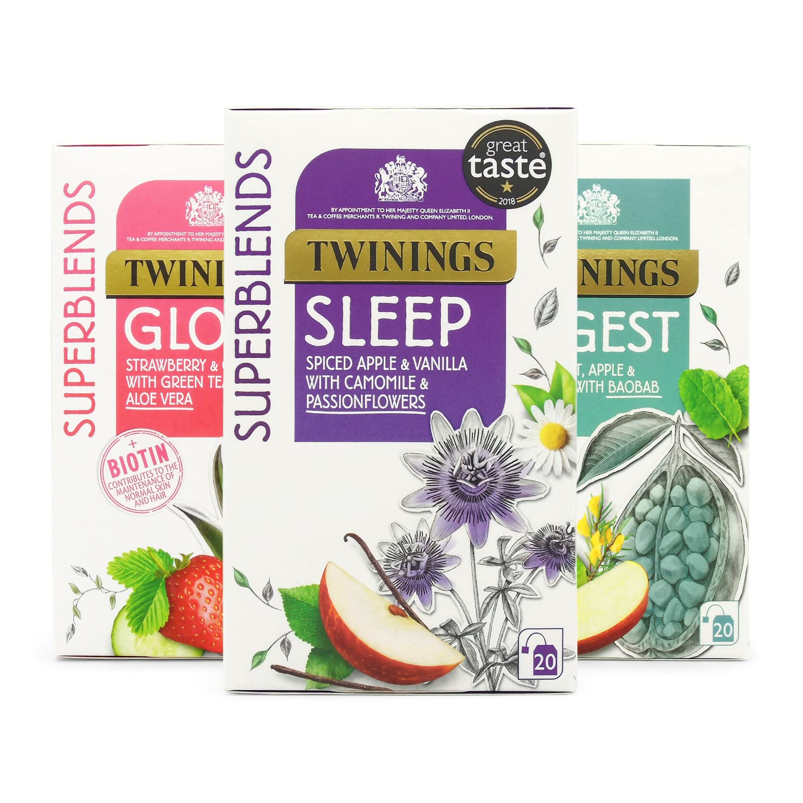 Twinings Superblends Variete-paket, urval av 3 bästsäljande blandningar. Totalt 60 tepåsar.