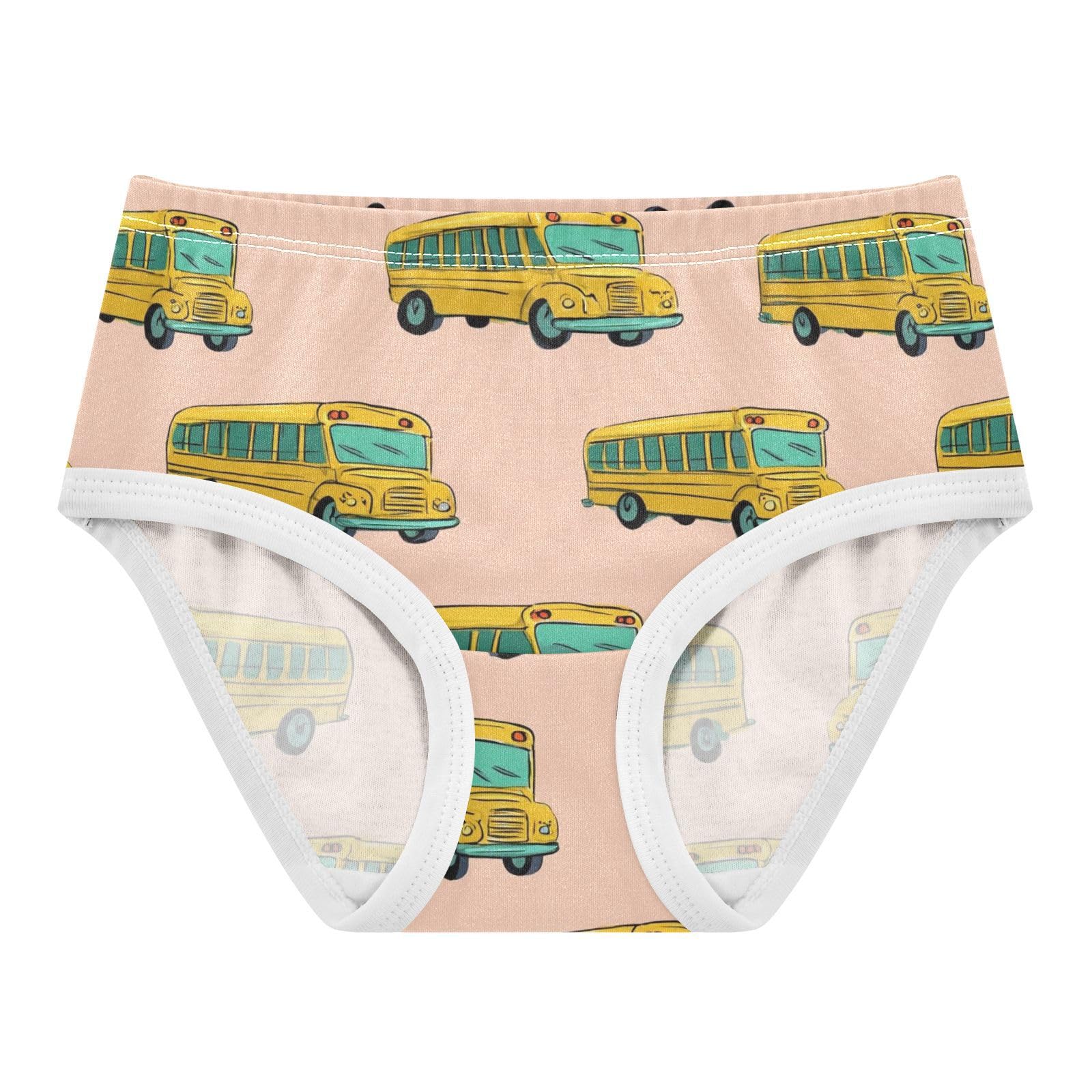 Wusikd Yellow School Bus Pink Girls Underwear Cotton Girls Briefs Soft Toddler Underwear 2T