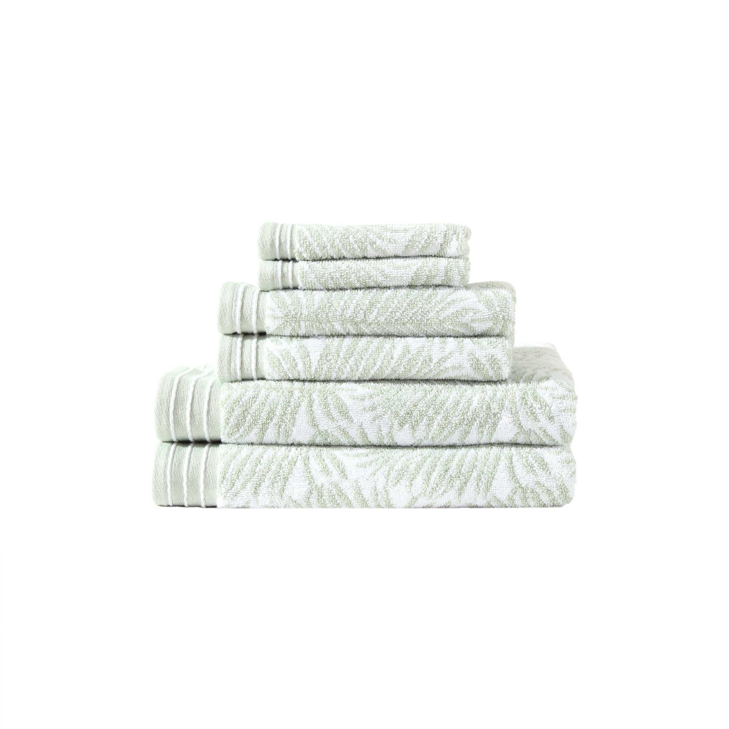 Tommy Bahama - Bath Towels, Soft & Absorbent Cotton Towels, Oeko-Tex Certified (Linear Palms Green, 6-Piece)