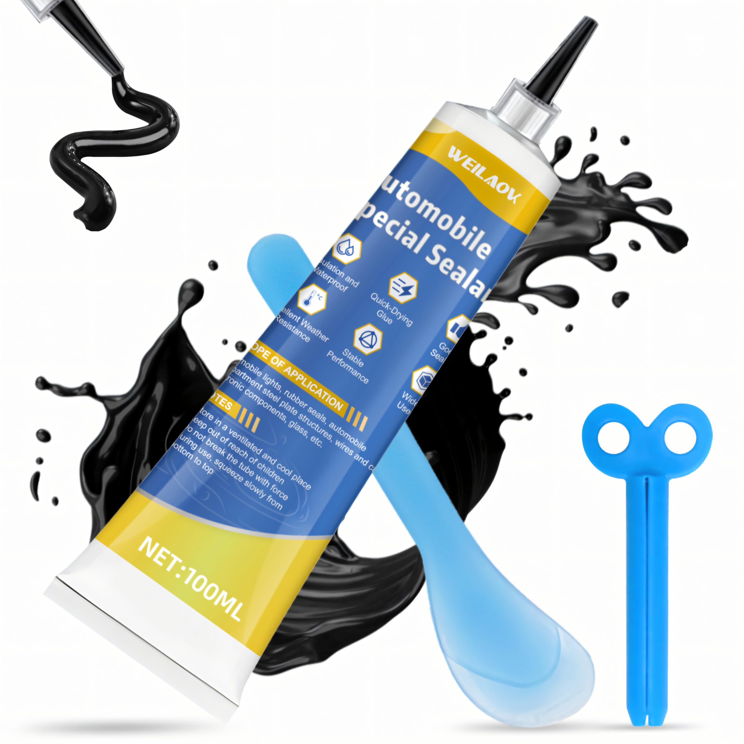 Colle Carrosserie WEILAOK 100ML - Mastique Réparation Voiture & Pare-Brise, Durcissement Rapide, Haute Température