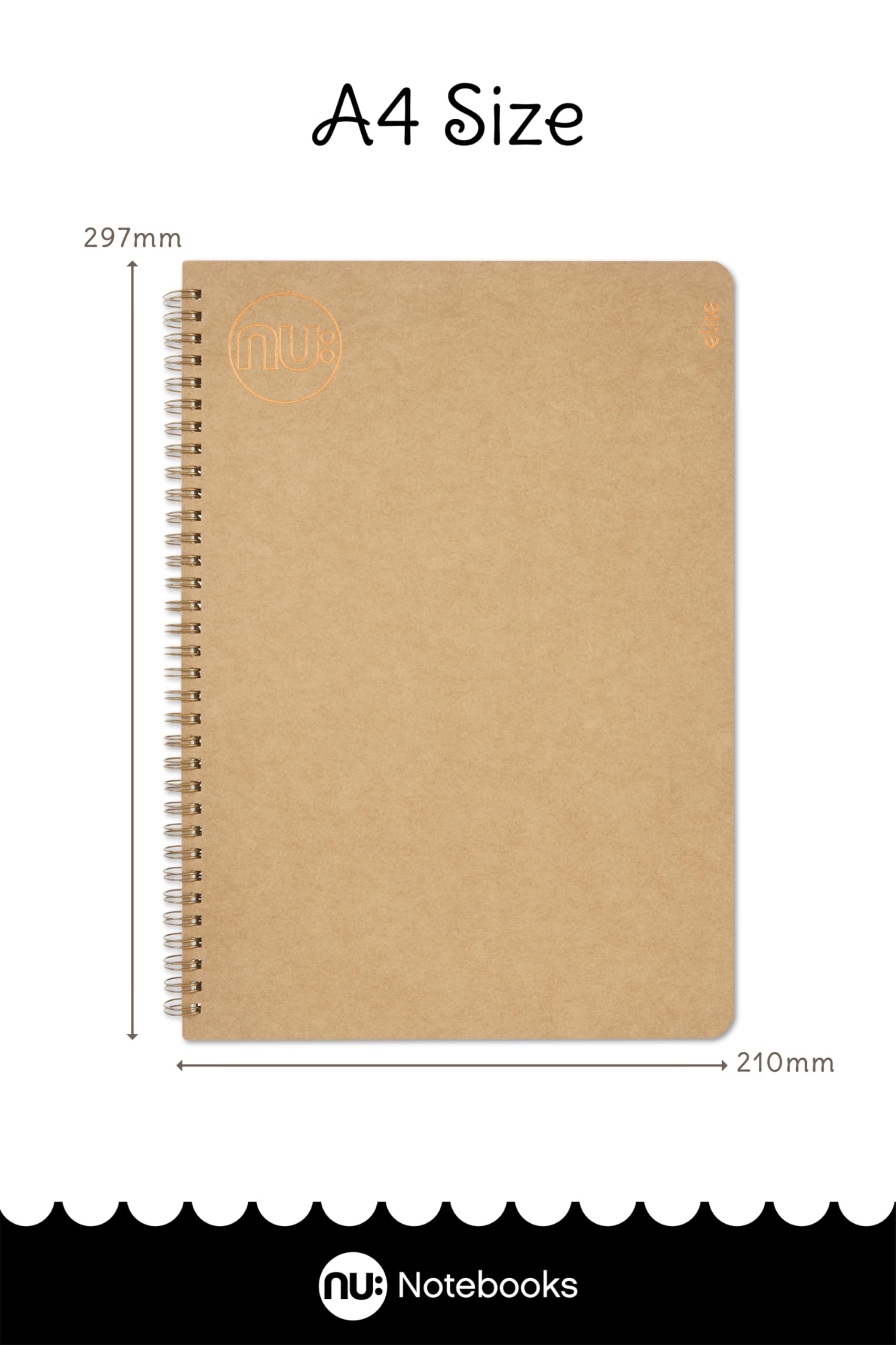 NU: Notebooks - Kraft Range - Manilla Wire Bound A4 Notebook - Stationery Notebooks - Professional Notepad - 160 Pages - Multipack of 3 - Image 3