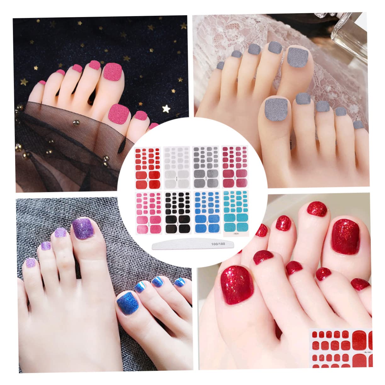Healeved 24fogli Adesivi Per Unghie Artistiche Di Stickers Per Unghie Dei Piedi Con Design Creativi e Colori Vivaci Perfetti Per Eventi e Feste