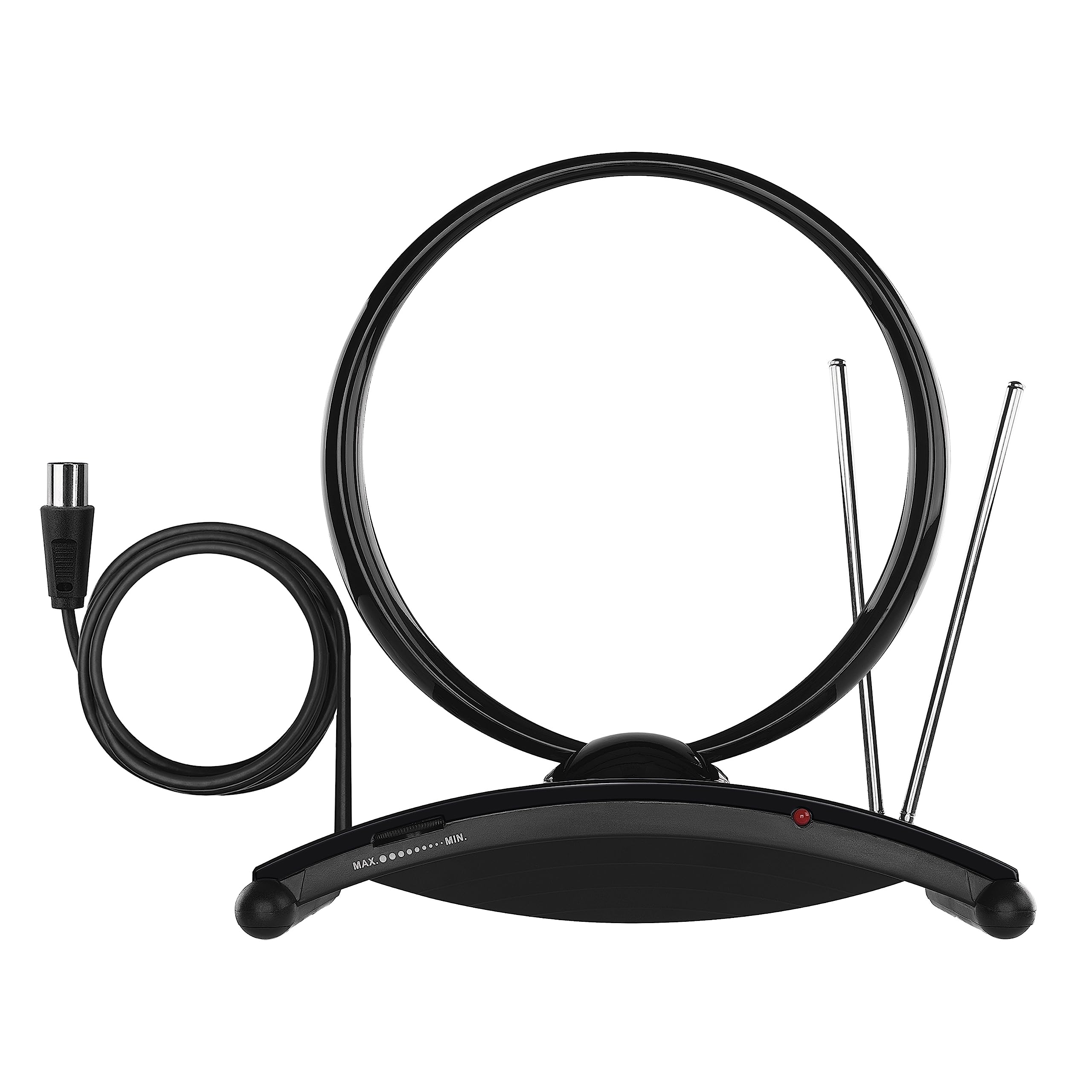 EMOS Antena Interior Digital Activa J0701 para recepción Full HD DVB-T/T2, Dab, con Filtro LTE/5G Integrado y Amplificador de señal, 0-25 km
