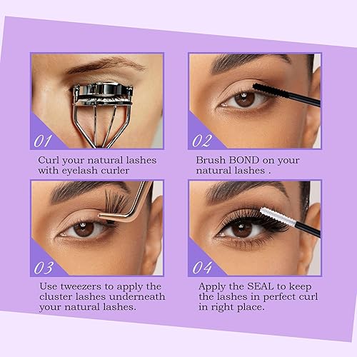 Miniatura 6 de WENDY Lashes Racimos de pestañas rizadas en racimo D, 60D+80D, extensiones de pestañas en racimo de 0.63-0.78 pulgadas, pestañas individuales suaves