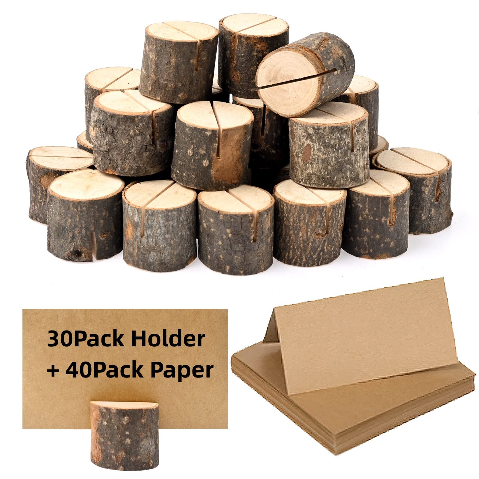 24 Pièces Porte Carte en Bois, Support de Carte de Place pour Mariage