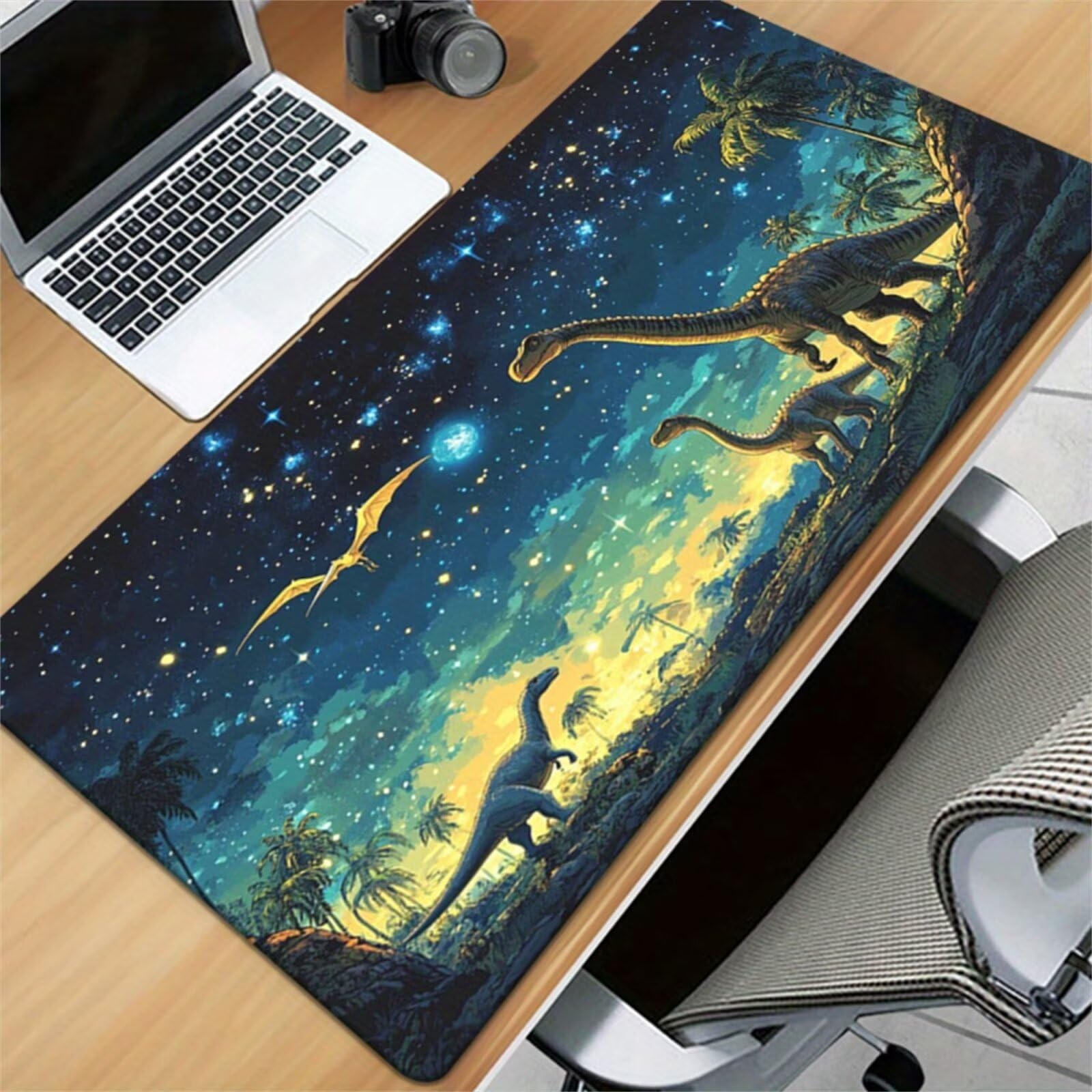 Alfombrilla de Ratón XXL 1000x500x2mm, Alfombrilla de Escritorio Grande Animales Dinosaurios, Mouse Pad Gaming Antideslizante con Bordes Cosidos para Teclado, PC y Oficina