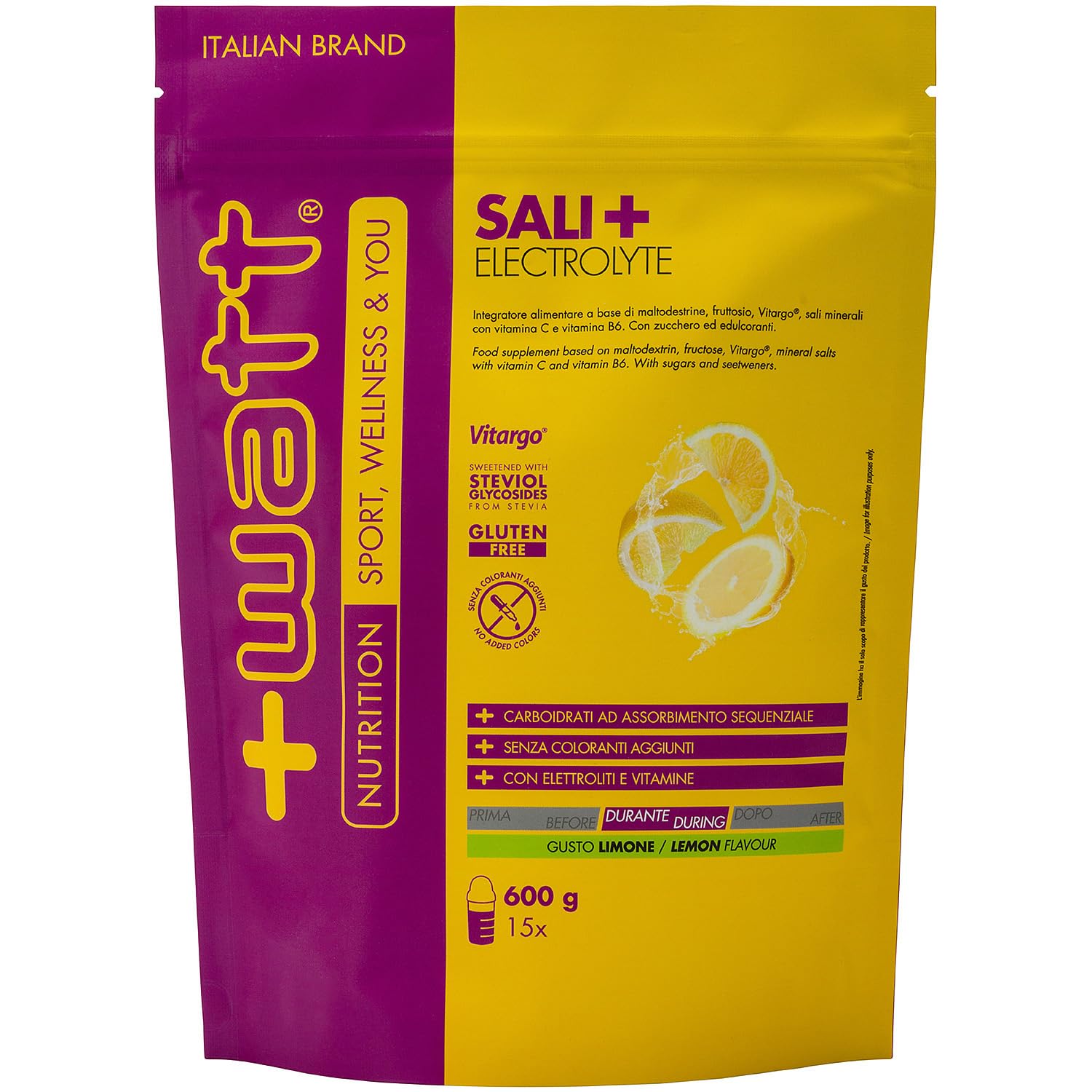 Sali+ Electrolyte - Per Disporre di Energie Durante l'Attività Fisica - Formato: Doypack 600 g - Gusto Limone