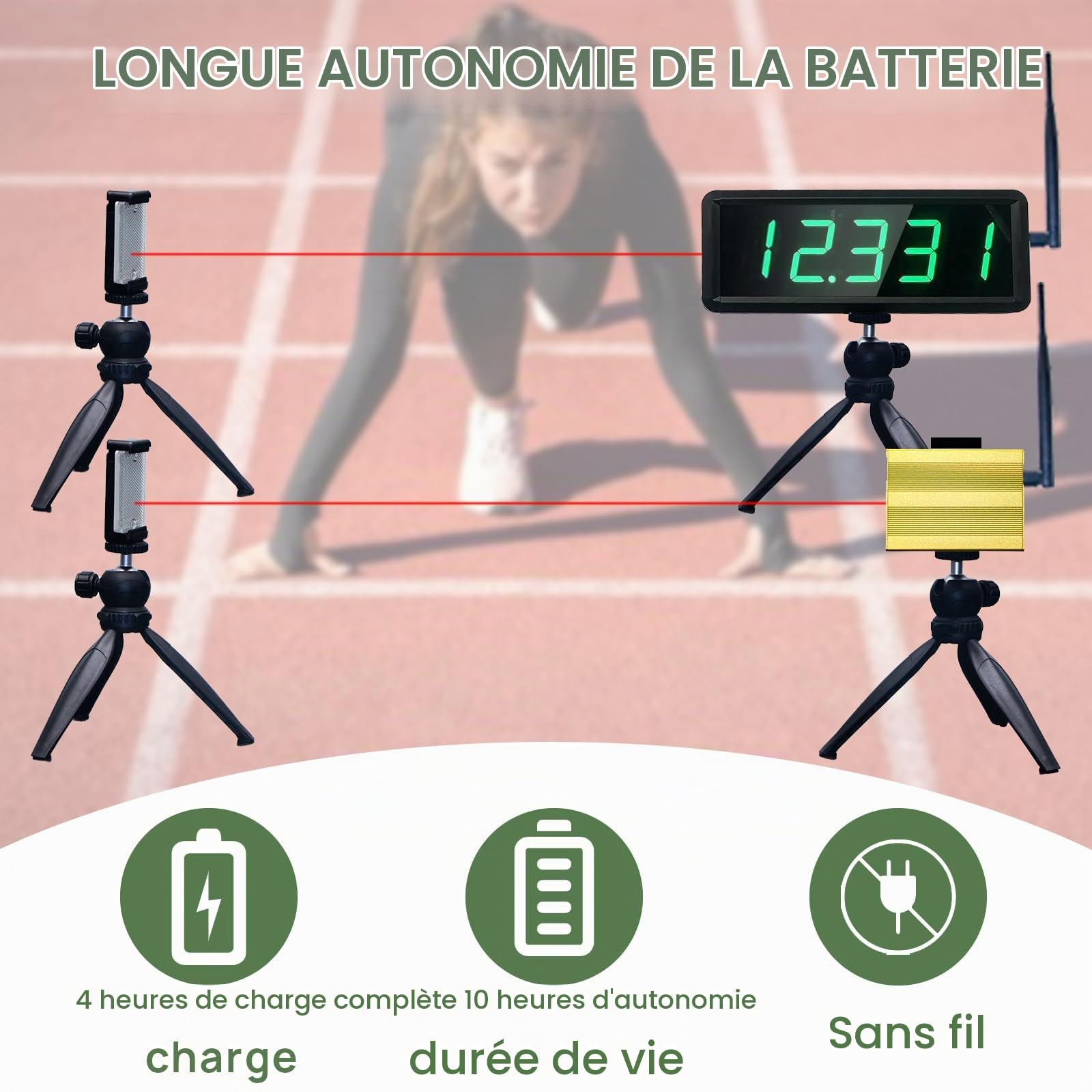 YZ Minuteur Laser sans Fil Pile pour Sprints et Course chronomètre électronique entraînement vélo et Patinage Piste Moto