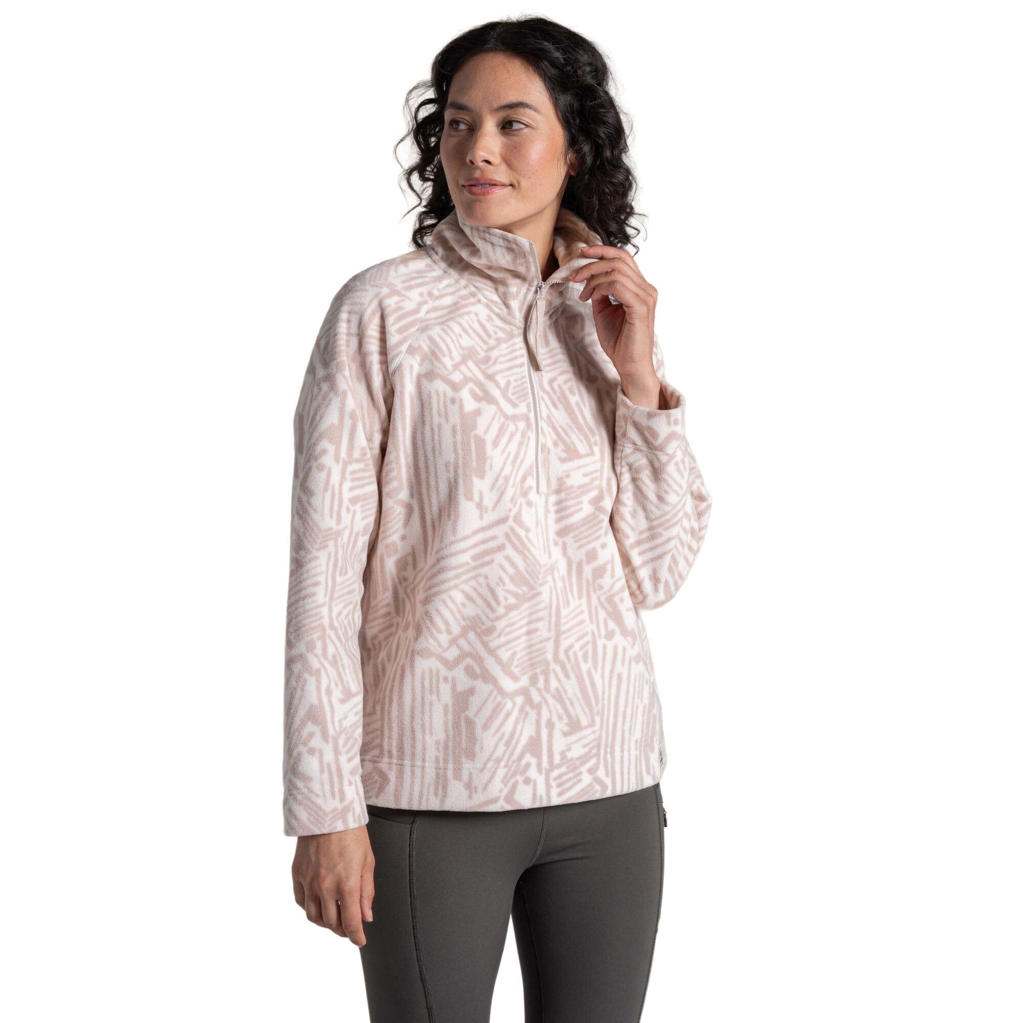 Craghoppers Women's Light Stone Annjela Half Zip Printed Fleece In Size 18