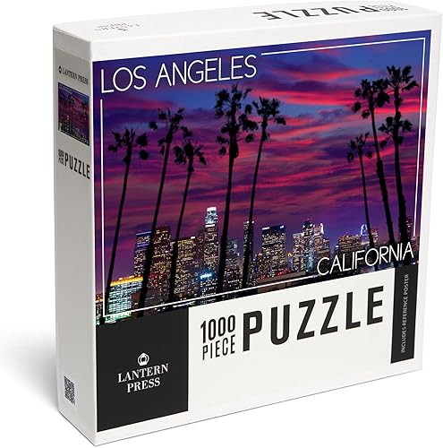 Lantern Press Rompecabezas de 1000 piezas, Los Ángeles, California, Skyline After Sunset