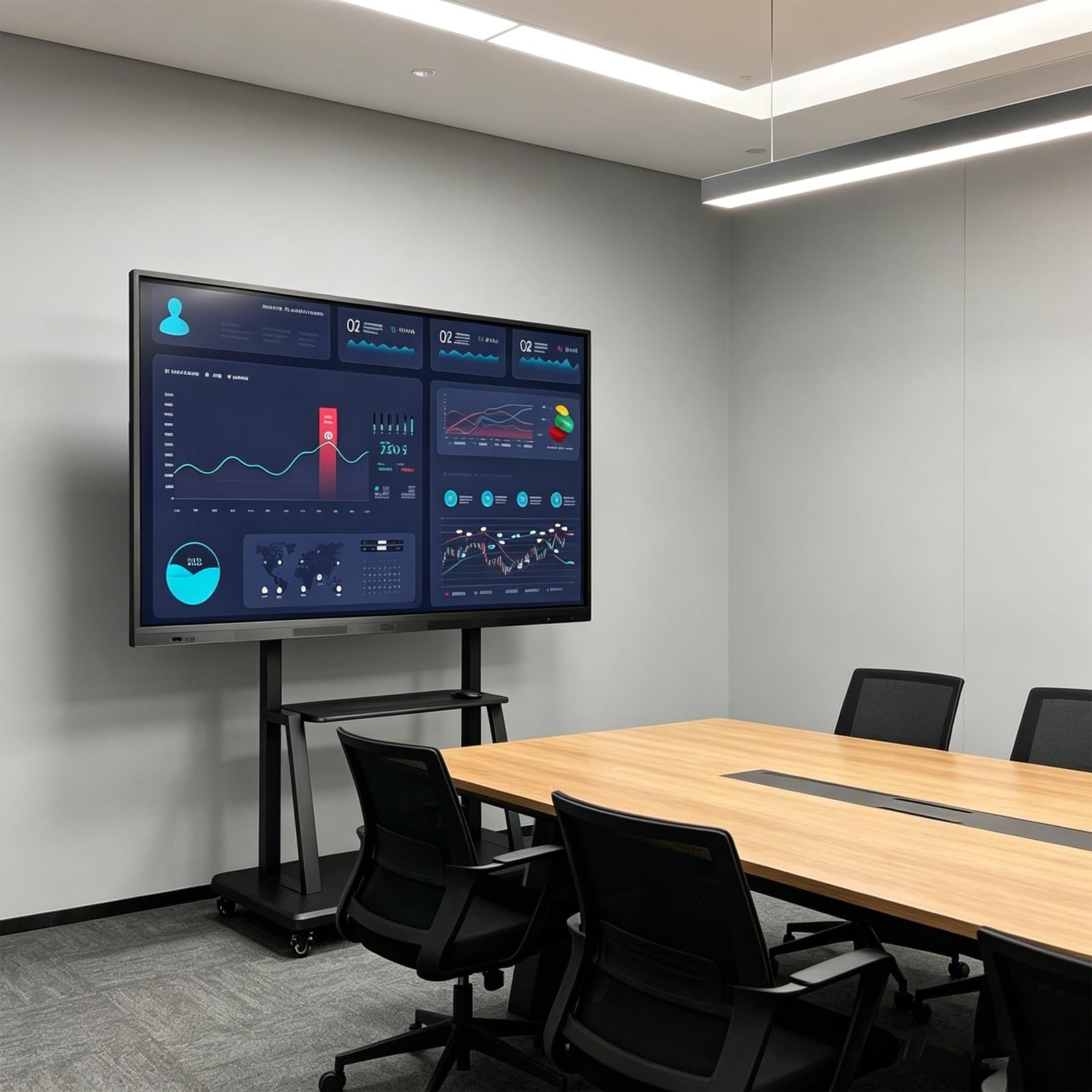 Interaktives Whiteboard Touchscreen Display blendfestes gehärtetes Glase mit kratzfester stoßfester und fingerabdruckabweisender Beschichtung fur Klassenzimmer Buiro(1258 * 770.5mm/49.52 * 30.33in)