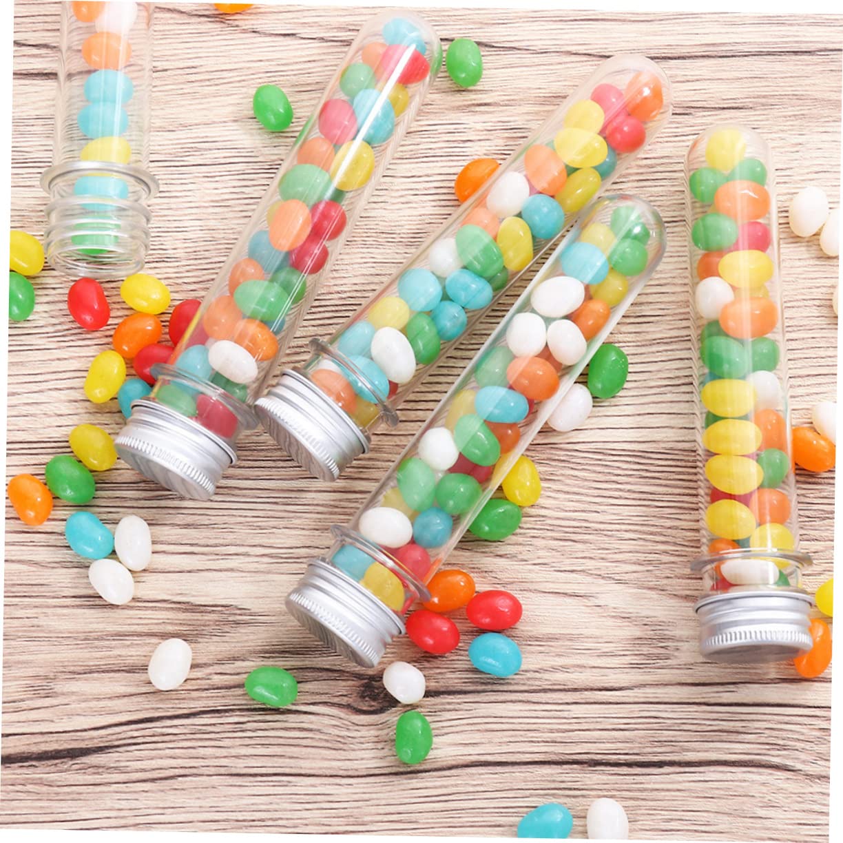 LIFKOME 50pcs Candy Tube Storage Bottles for Bath Salt Tube Bottles Jar Lid and Flat Bottom