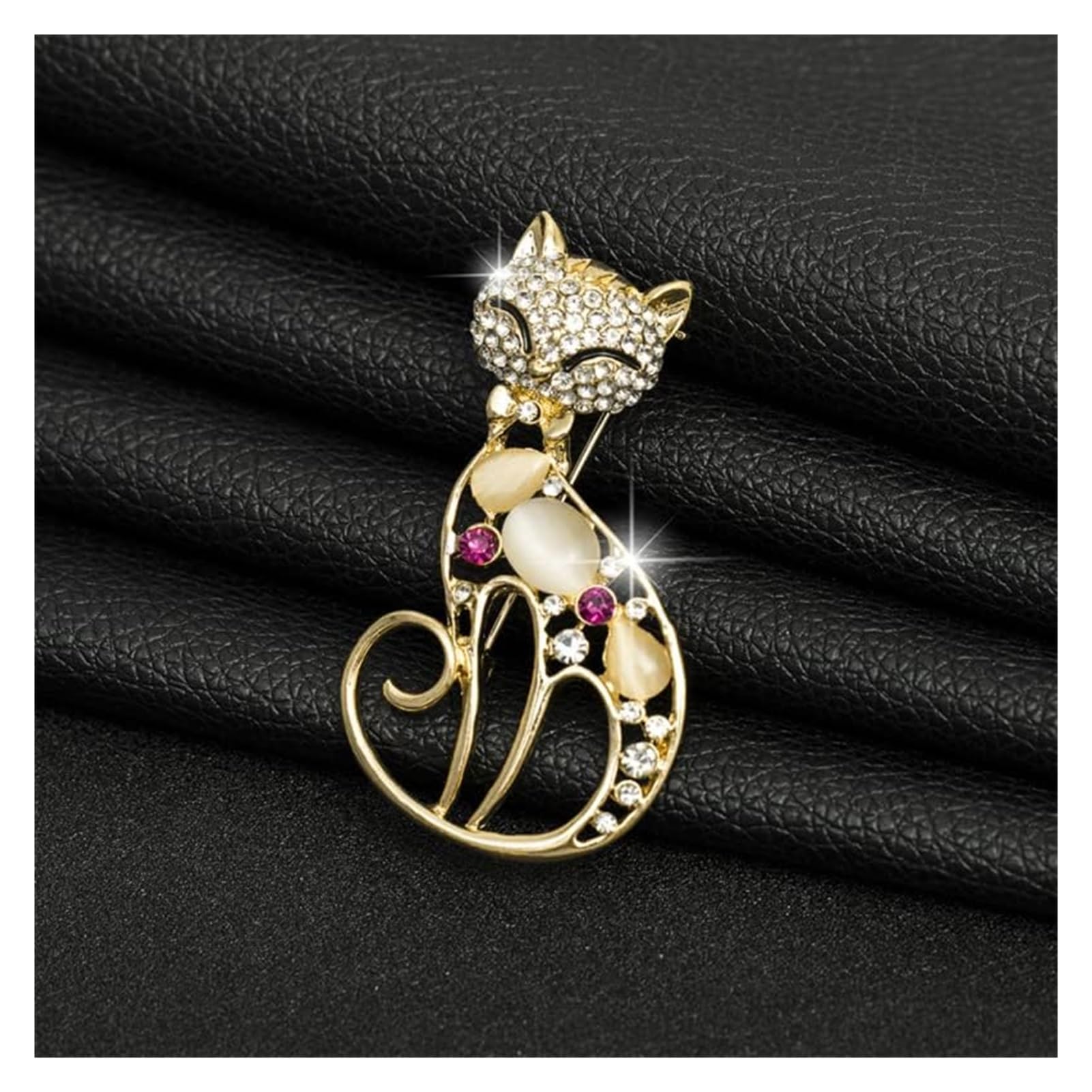 Broche for mujer Ropa Broche de gato Mariposa Diamante de imitación Aleación de mujer Alfileres de animales Ramillete de cristal Pin de solapa Botón de cuello Vestido de fiesta Accesorios ( Color : Gl