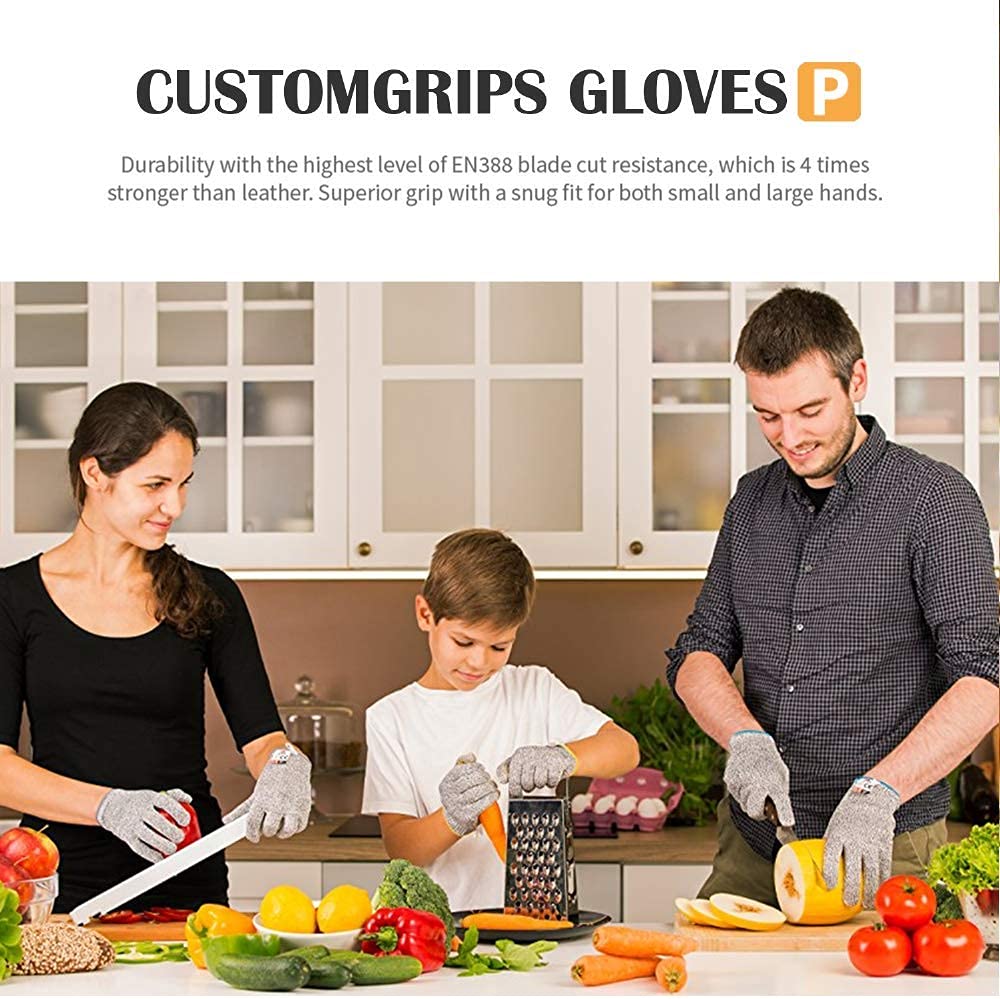 CustomGrips guantes resistentes a los cortes, nivel 5 de protección, guantes de seguridad de grado alimenticio para grifo de ostra y trabajo de cocina
