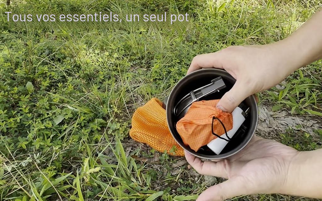 TOAKS Titanium 1100ml Pot with Pan Set de cuisine 2 pièces résistant à la corrosion et aux températures élevées sans arrière-goût métallique