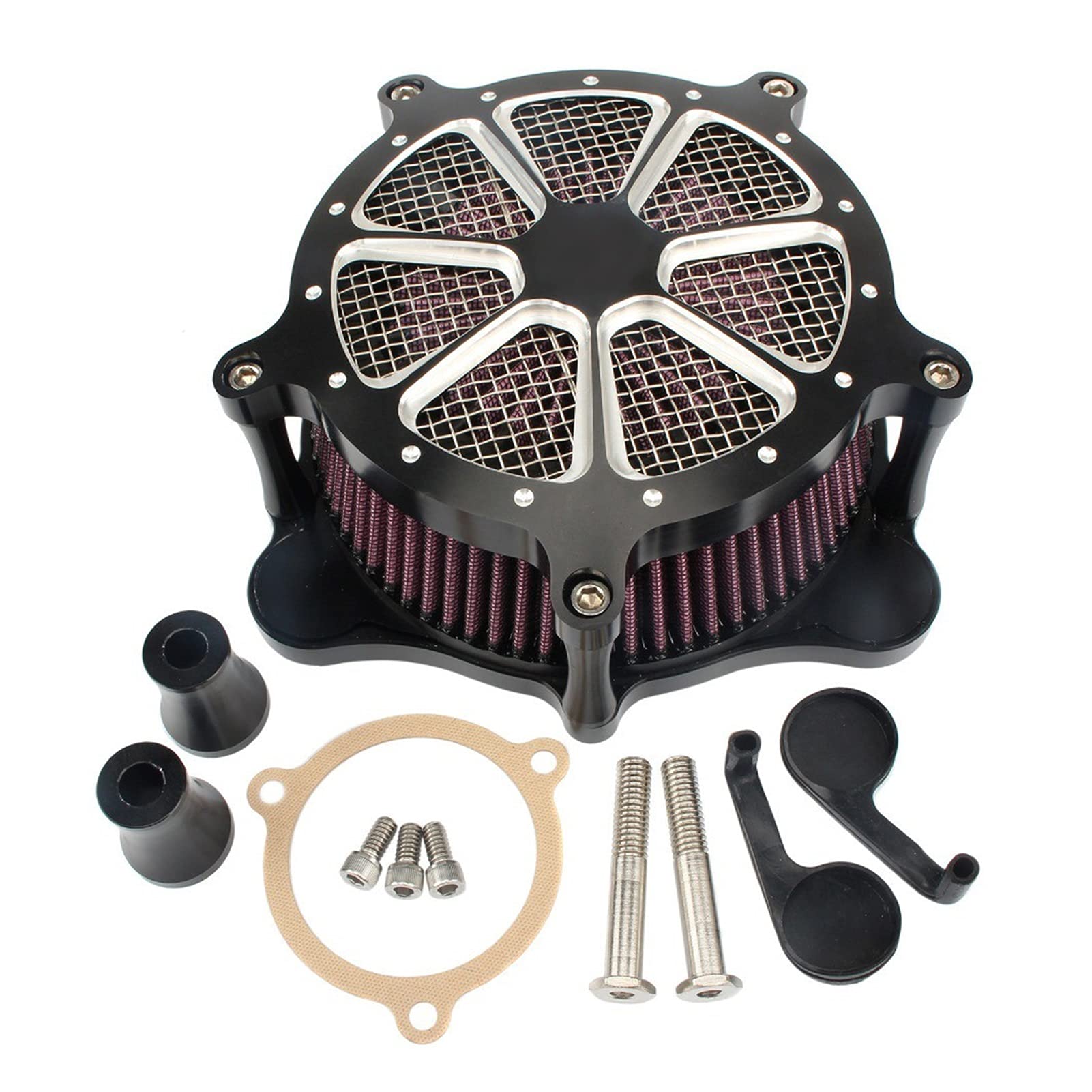 Czarny filtr powietrza motocykl Venturi kontrastowy system