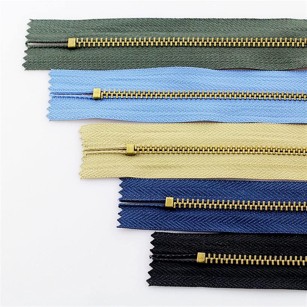 3pcs #4 Close-end Metal Zipper with Brass Slider, 10/13/15/18cm Auto Lock Zipper for DIY Handcraft Clothing Pocket Garment Shoe (Color : Khaki, Size : 18cm)