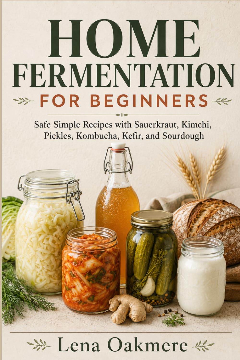 HOME FERMENTATION FOR BEGINNERS: Safe Simple Recipes with Sauerkraut, Kimchi, Pickles, Kombucha, Kefir, and Sourdough