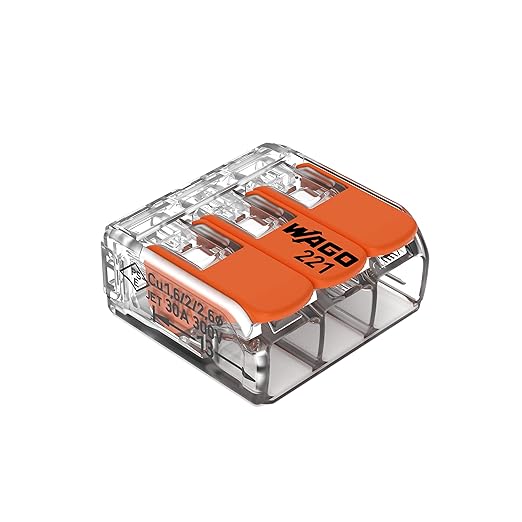 WAGO 221-613 Lever-Nuts® - 3-Conductor Compact Splicing Connectors for 10 AWG (Box of 30)