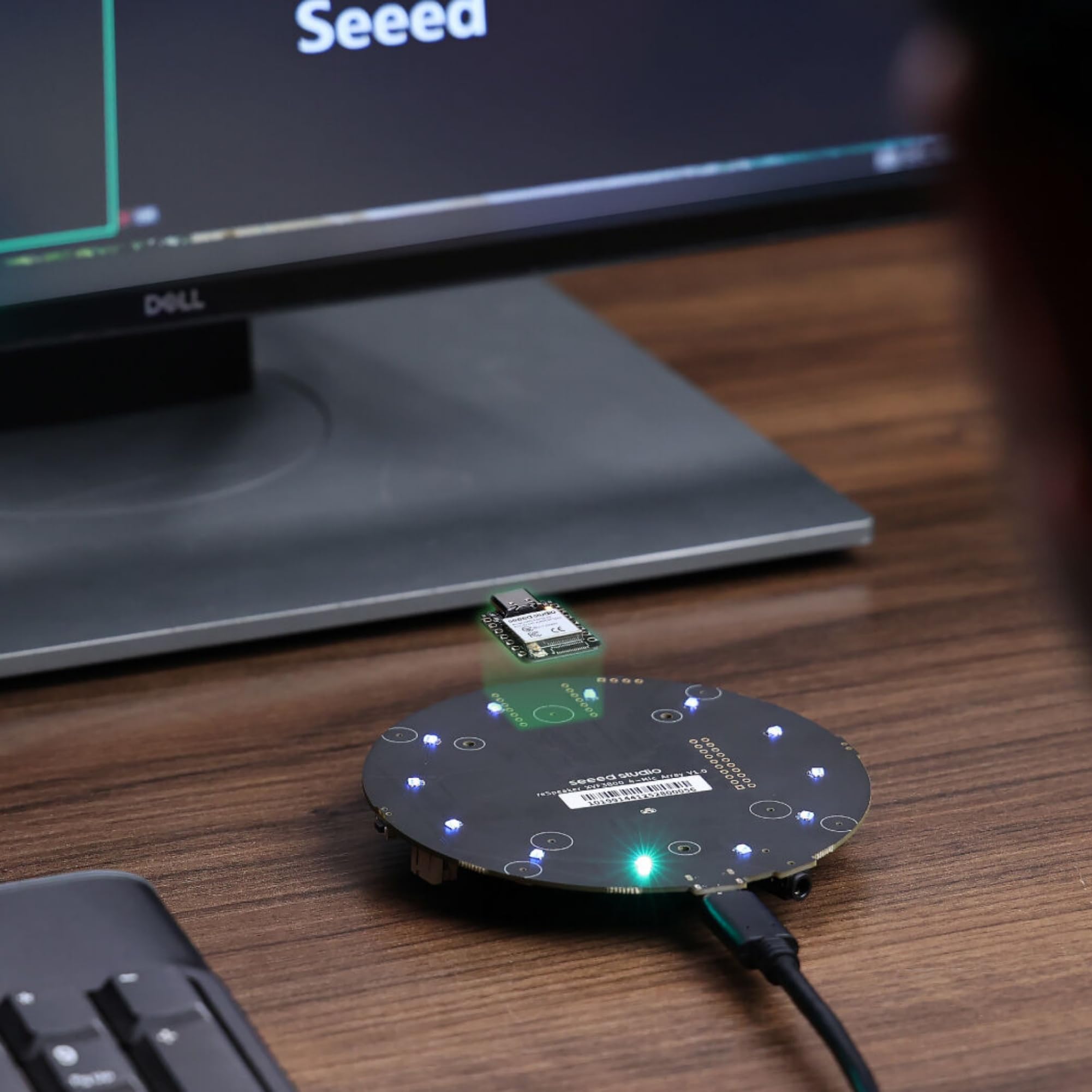 ReSpeaker XVF3800 4-Mikrofon Array USB Sprachmikrofon Modul | XMOS AI Geräuschunterdrückung, Für Raspberry Pi, Für ESP32, Für PC, Smart Home Sprachsteuerung